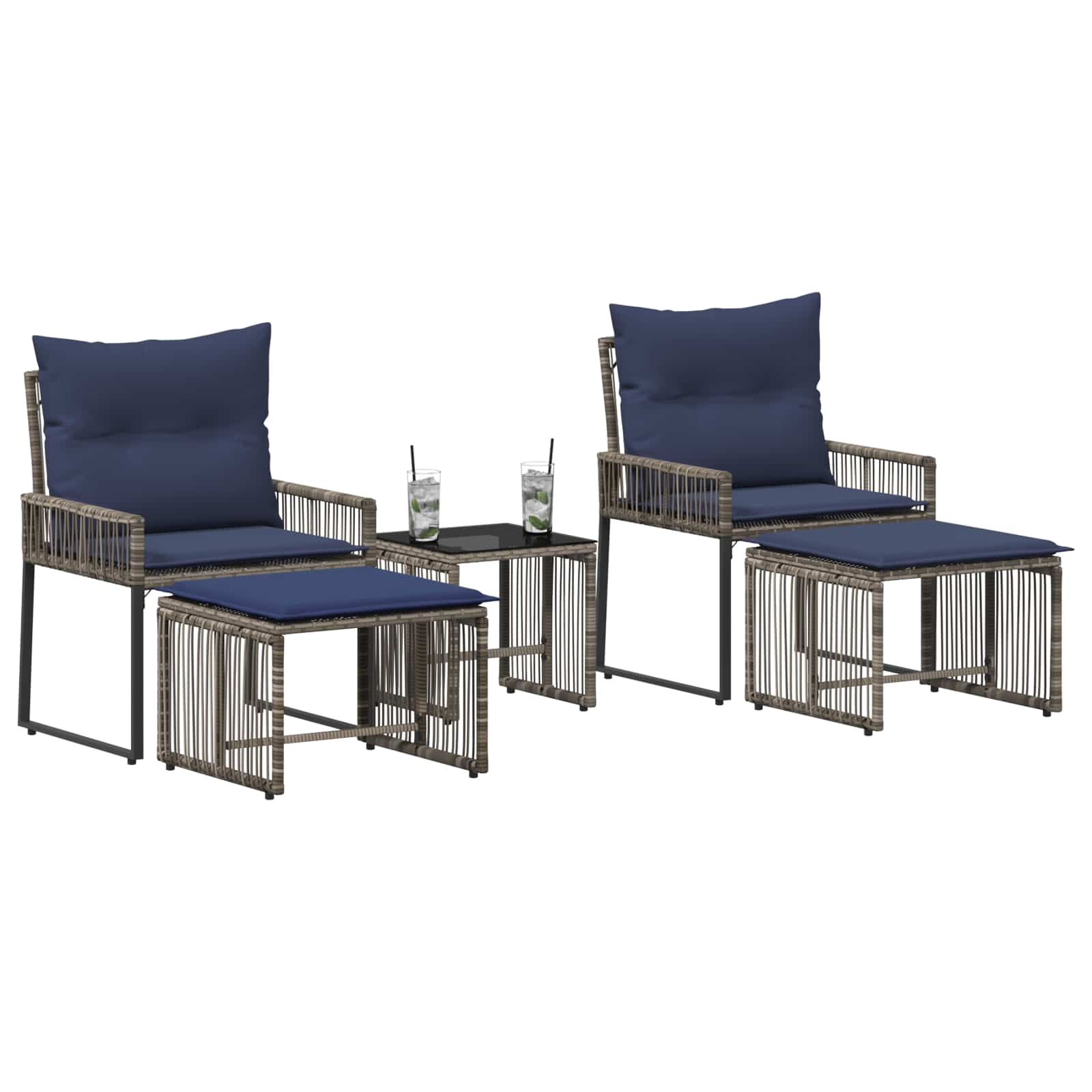 Ensemble de meubles d'extérieur 11 pcs Gris et bleu marine - XIOS