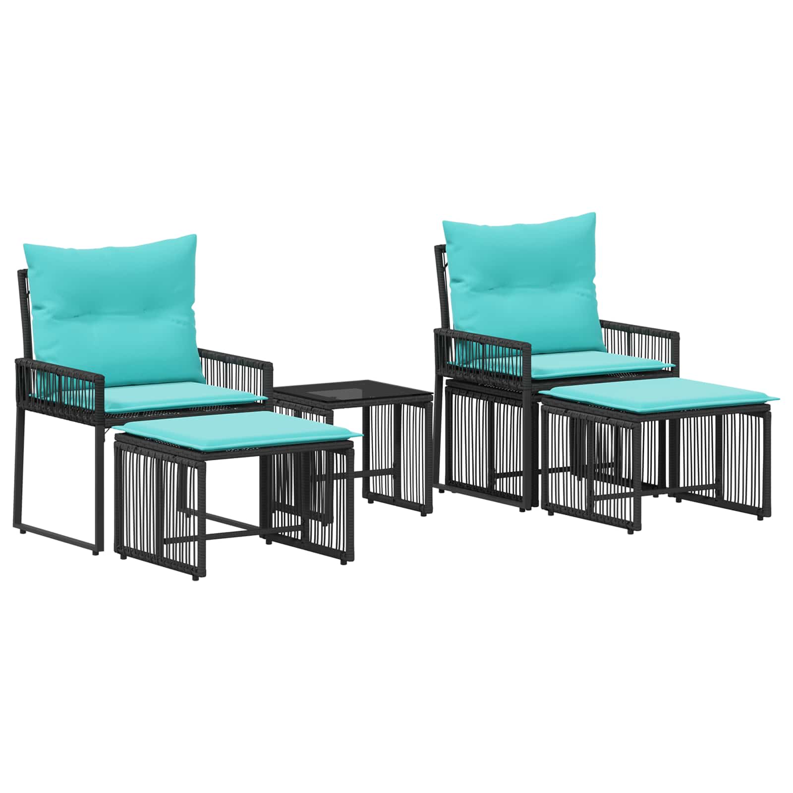 Ensemble de meubles d'extérieur 11 pcs Noir et turquoise - XIOS