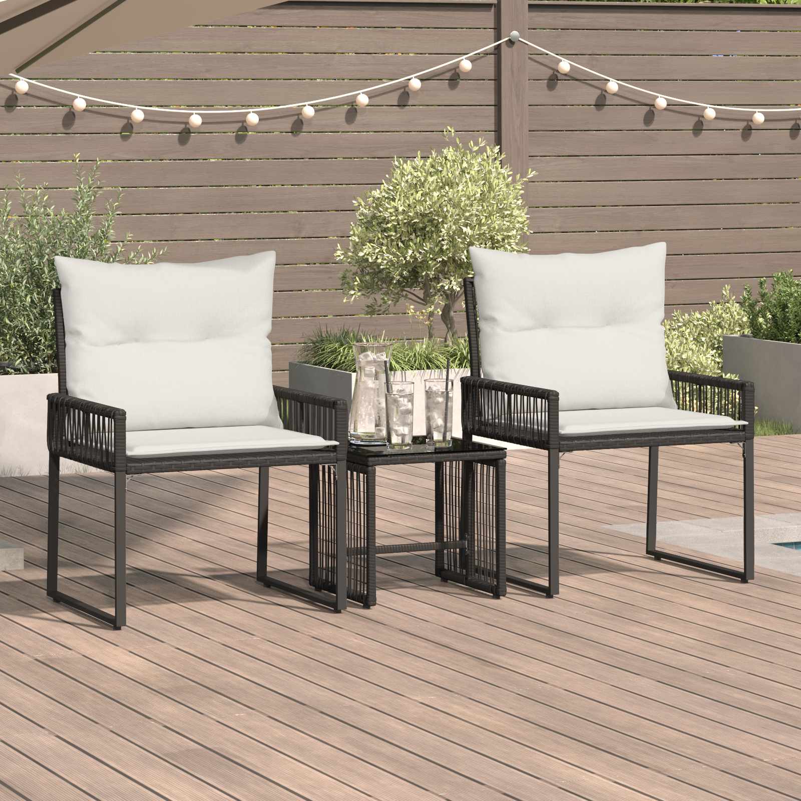 Ensemble de meubles d'extérieur 7 pcs Noir et blanc crème - XIOS