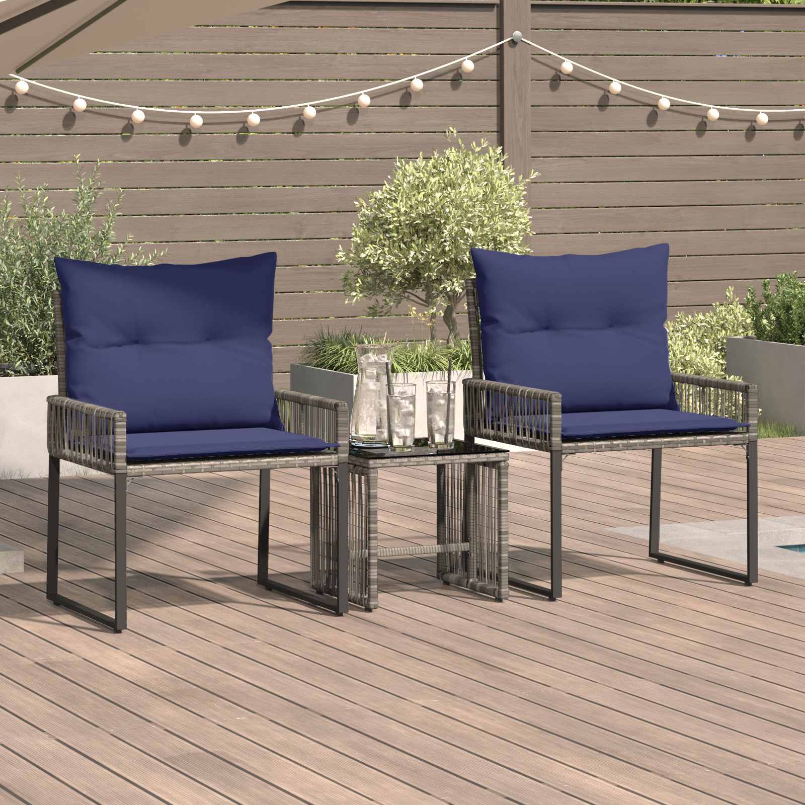 Ensemble de meubles d'extérieur 7 pcs Gris et bleu marine - XIOS