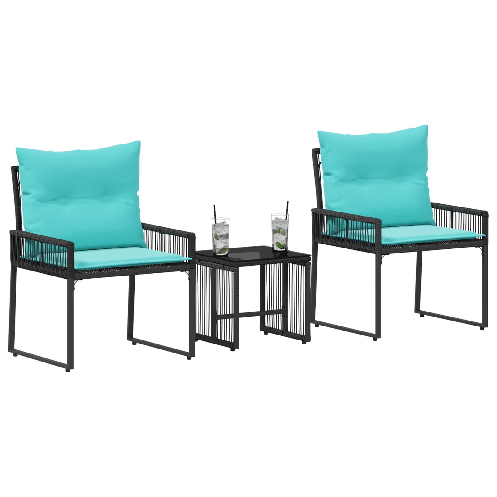 Ensemble de meubles d'extérieur 7 pcs Noir et turquoise - XIOS