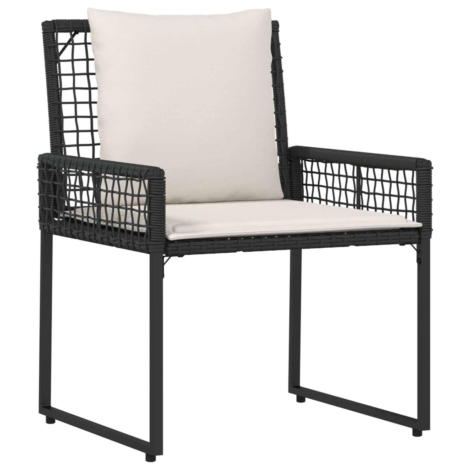 Ensemble de meubles d'extérieur 4 pcs Noir et blanc crème - XIOS