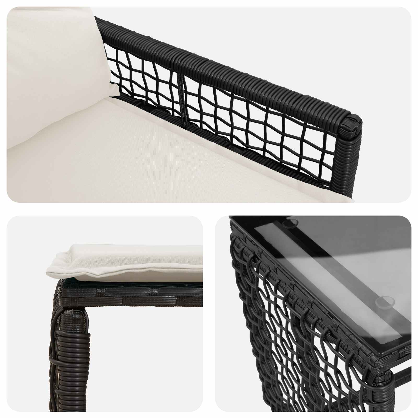 Ensemble de meubles d'extérieur 5 pcs Noir et Blanc - XIOS