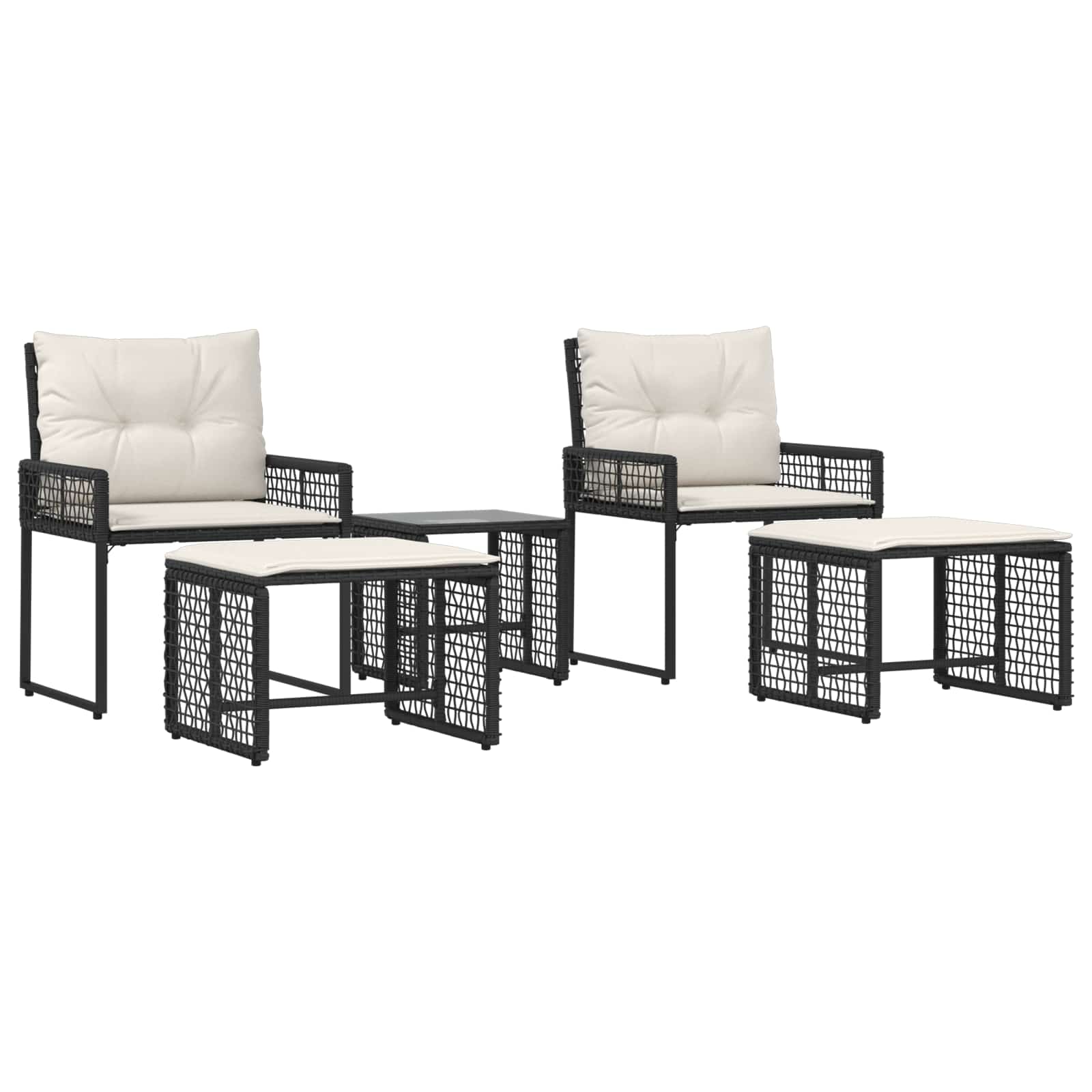 Ensemble de meubles d'extérieur 5 pcs Noir et Blanc - XIOS