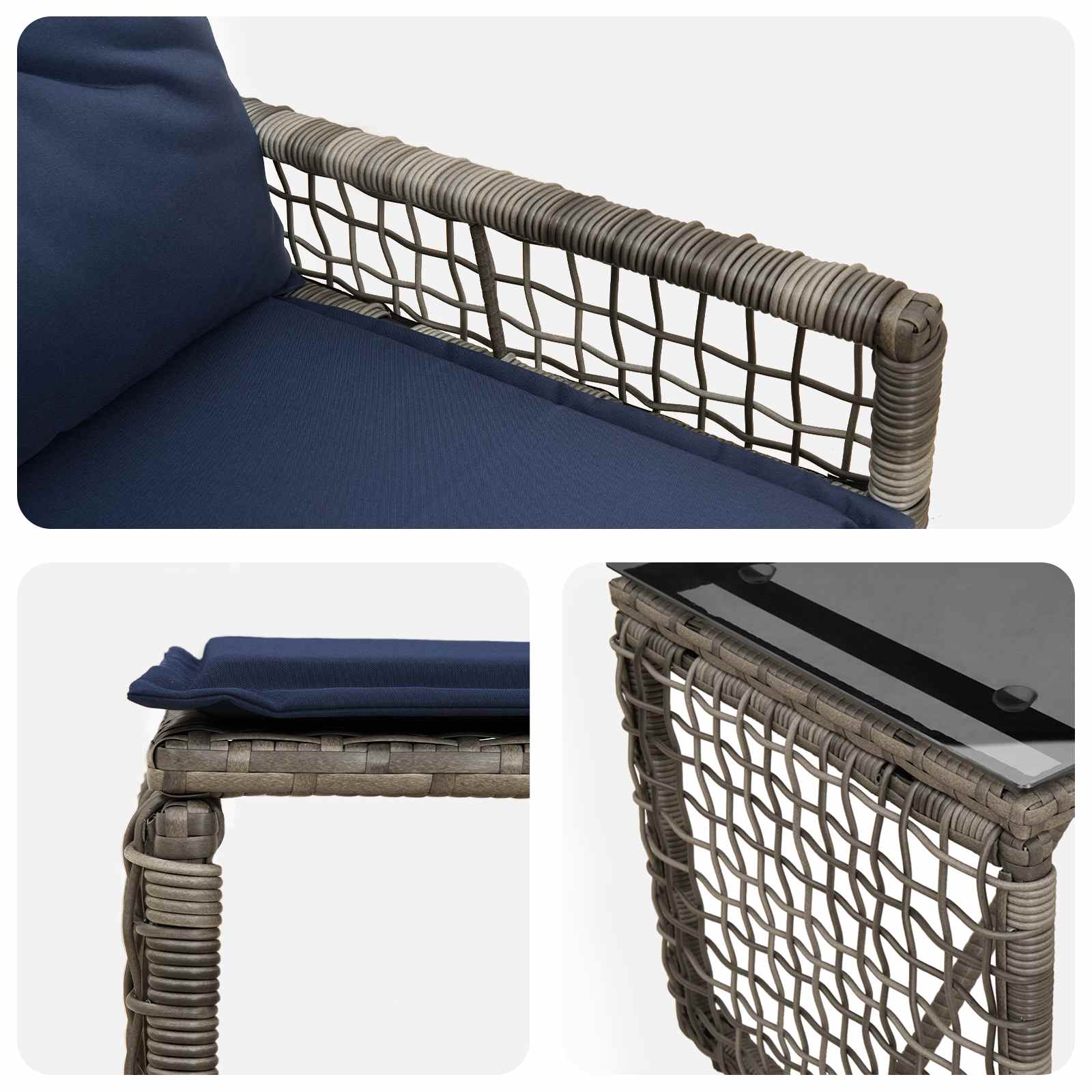 Ensemble de meubles d'extérieur 5 pcs Gris et marine - XIOS
