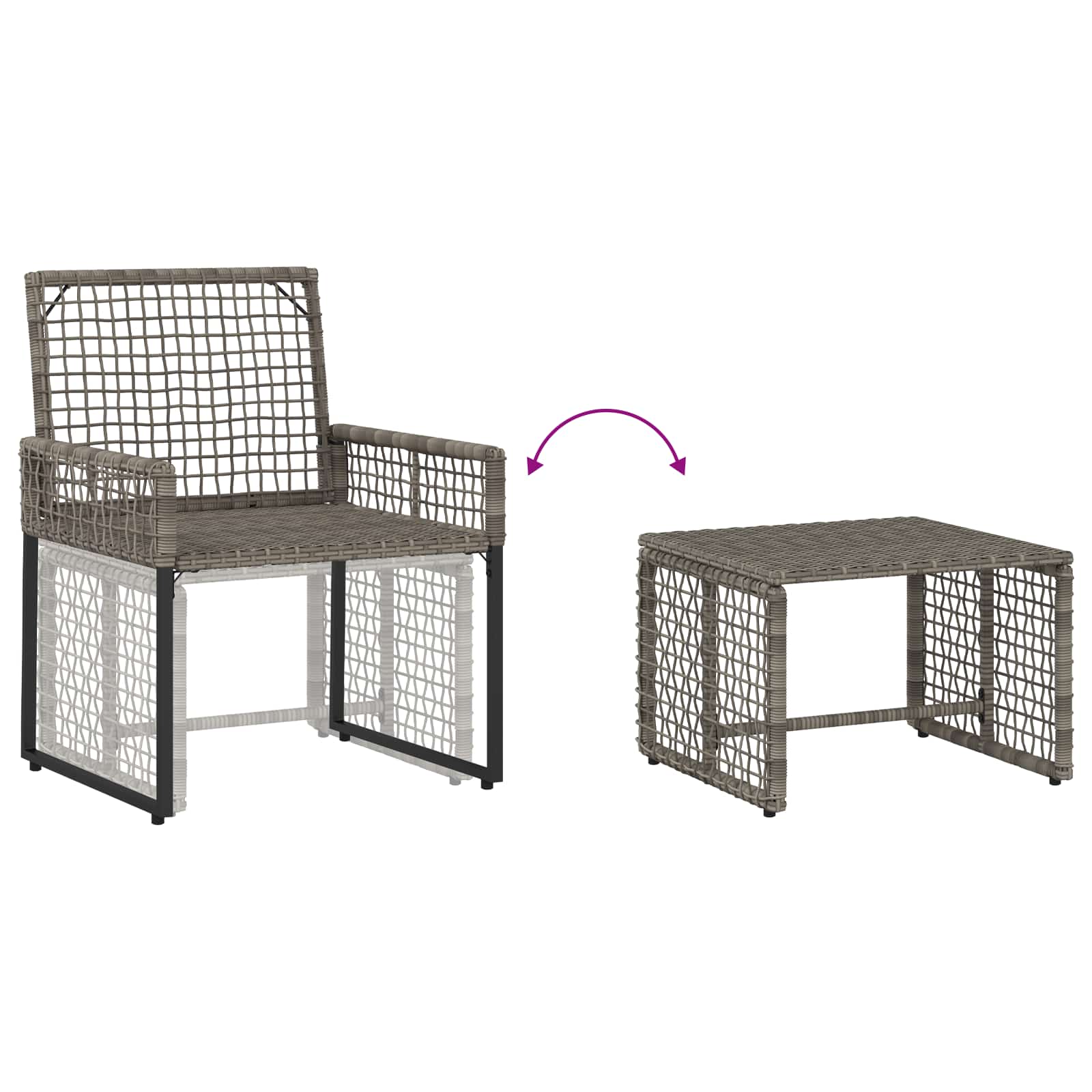Ensemble de meubles d'extérieur 5 pcs Gris et marine - XIOS