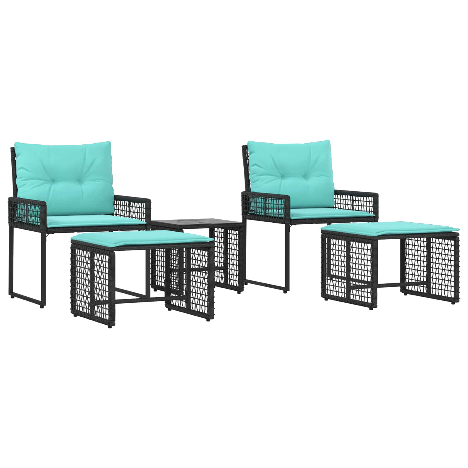 Ensemble de meubles d'extérieur 5 pcs Noir et turquoise - XIOS