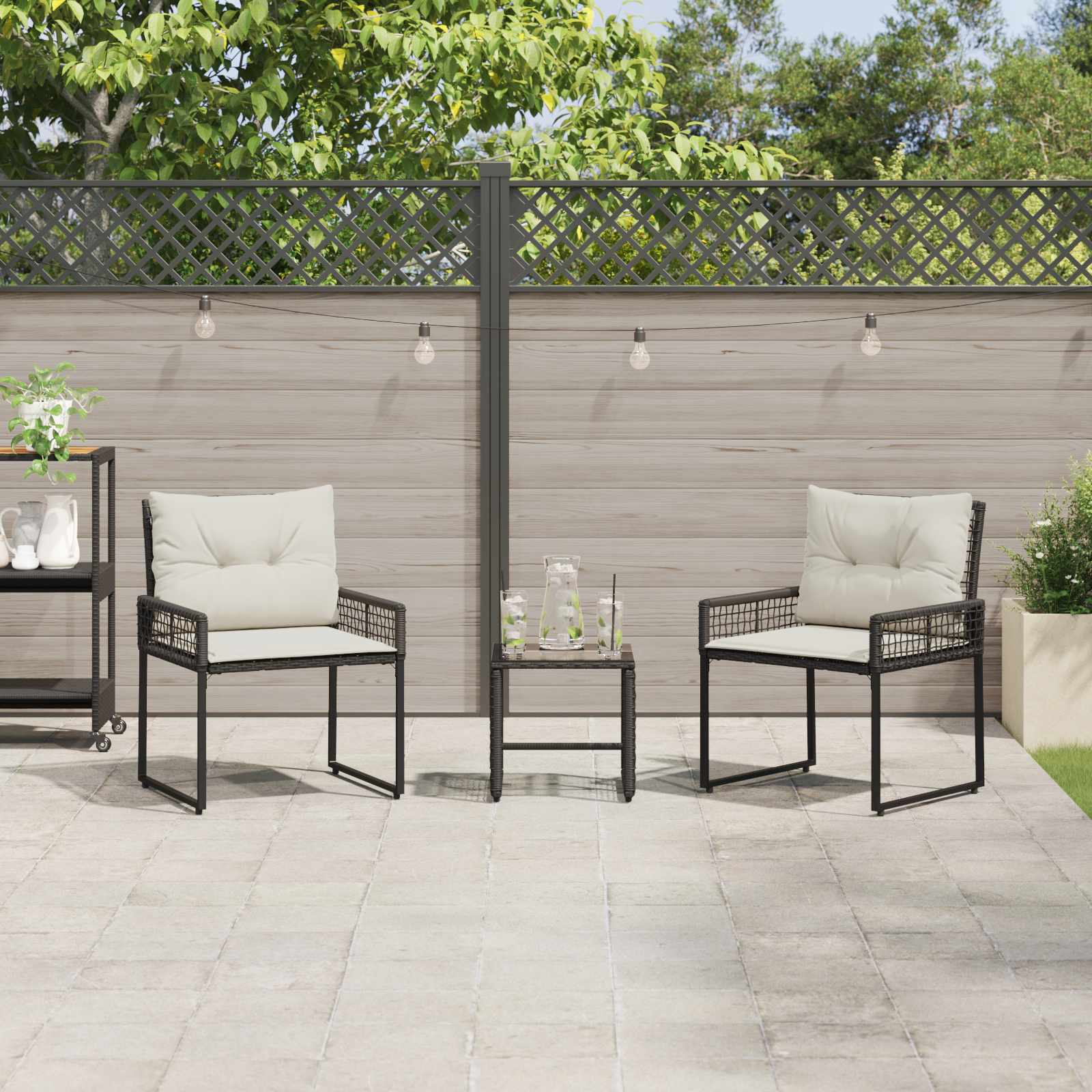 Ensemble de meubles d'extérieur 3 pcs Noir et Blanc - XIOS