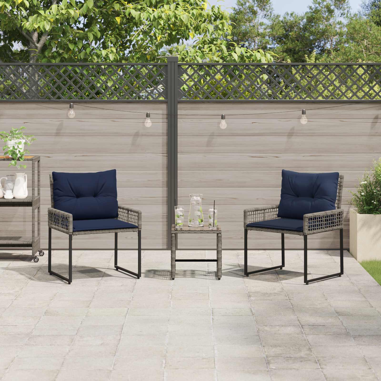 Ensemble de meubles d'extérieur 3 pcs Gris et marine - XIOS