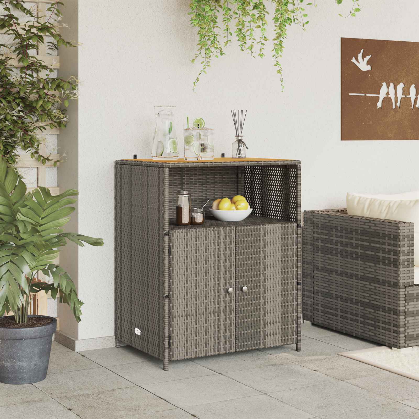 Armoire Gris 70 x 50 x 87 cm Polyester et Roly Ratten - XIOS