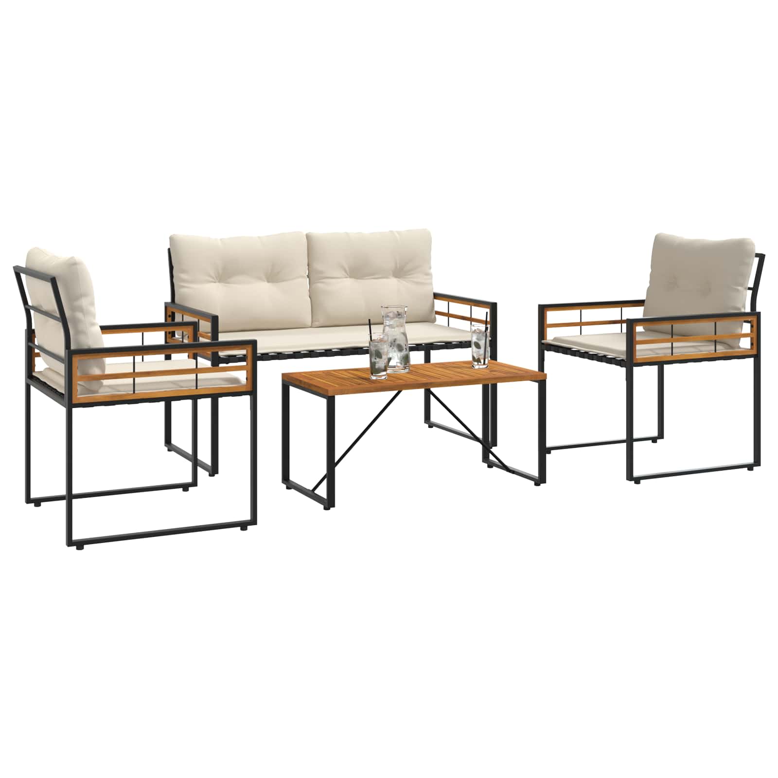 Ensemble de meubles d'extérieur avec coussin 4 pcs Crème - XIOS