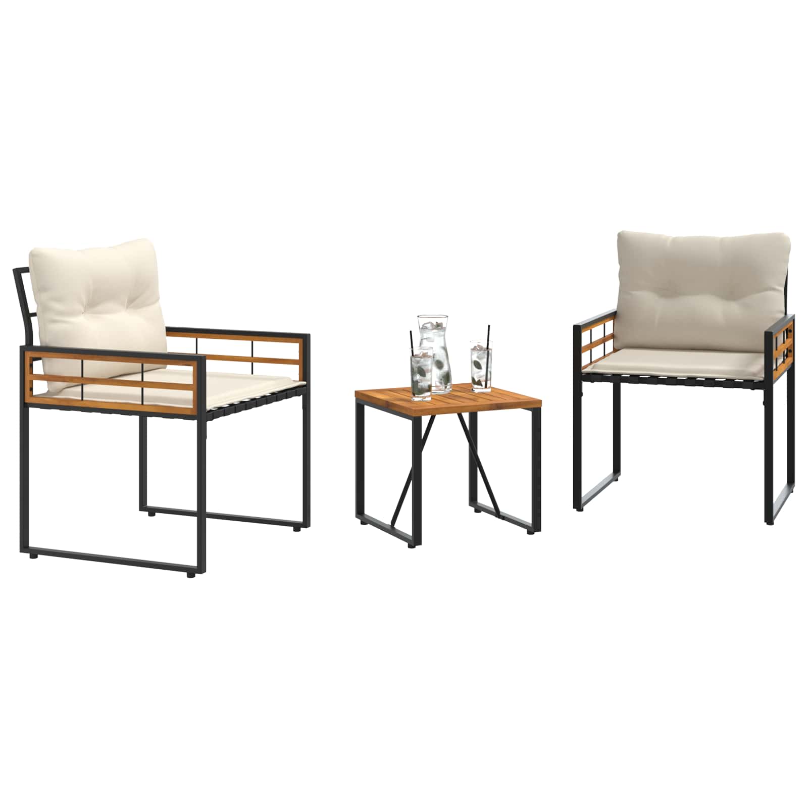 Ensemble de meubles d'extérieur avec coussin 3 pcs Crème - XIOS