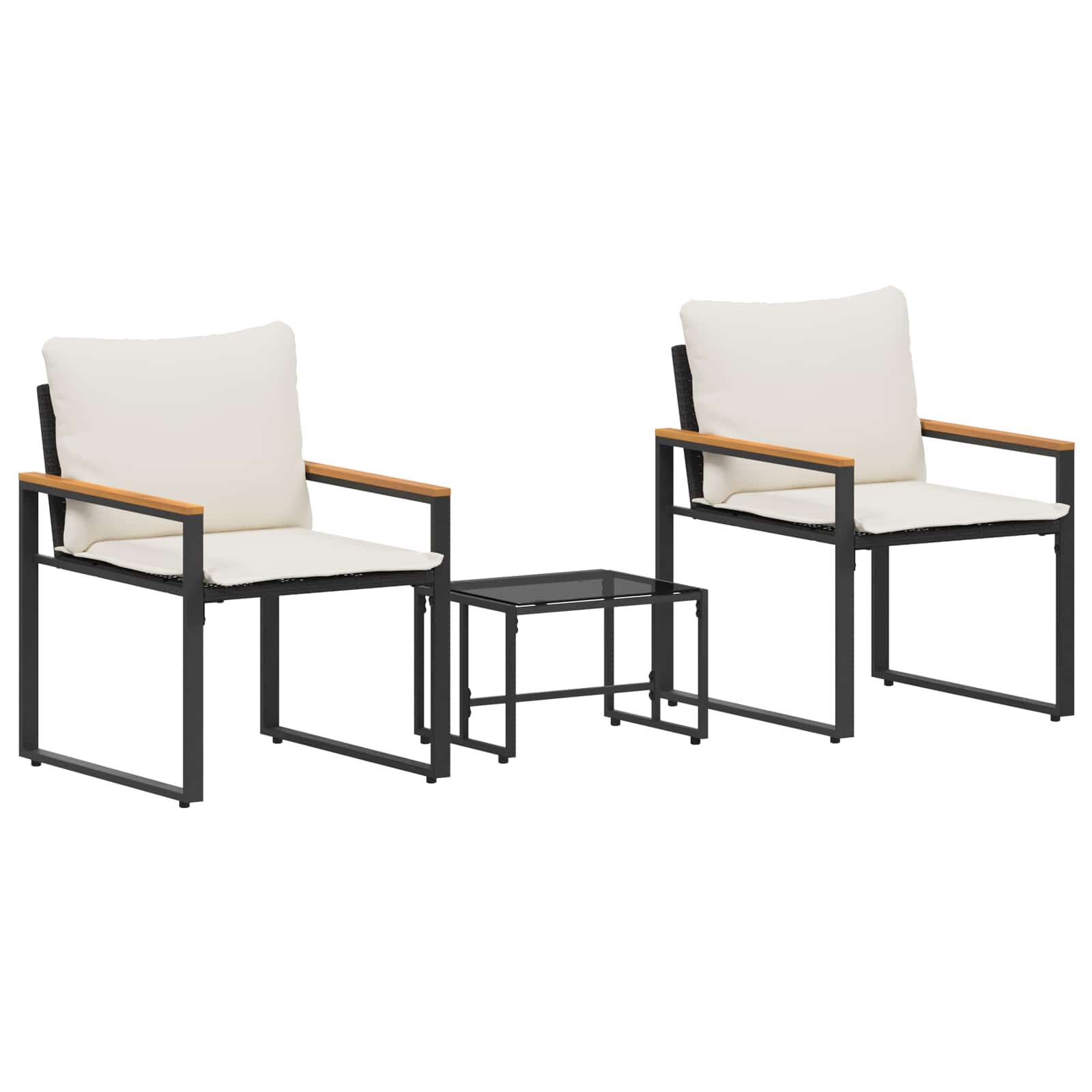 Ensembles de meubles 3 pcs Noir et blanc crème Rotin - XIOS
