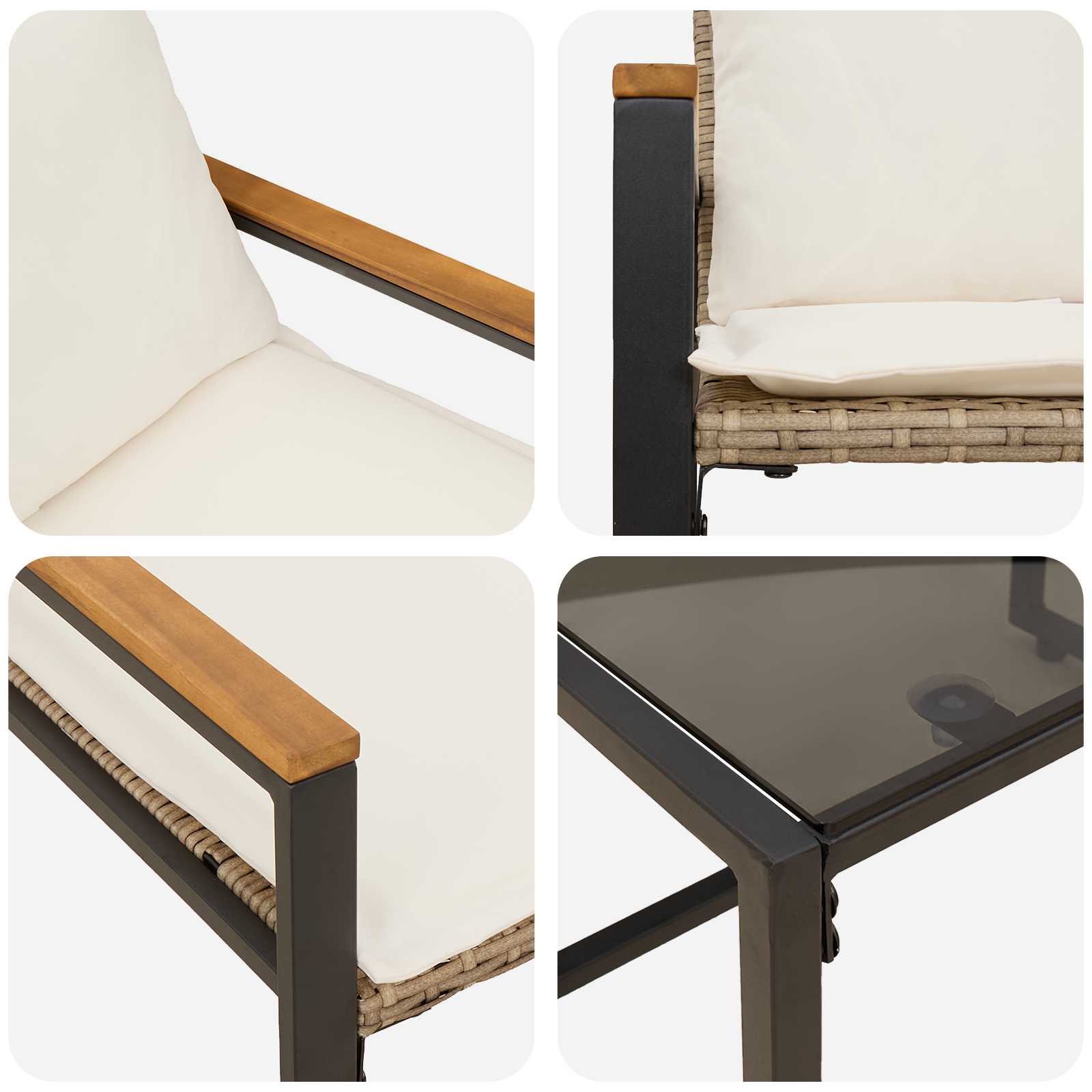 Ensembles de meubles 3 pcs Beige et blanc crème Rotin - XIOS