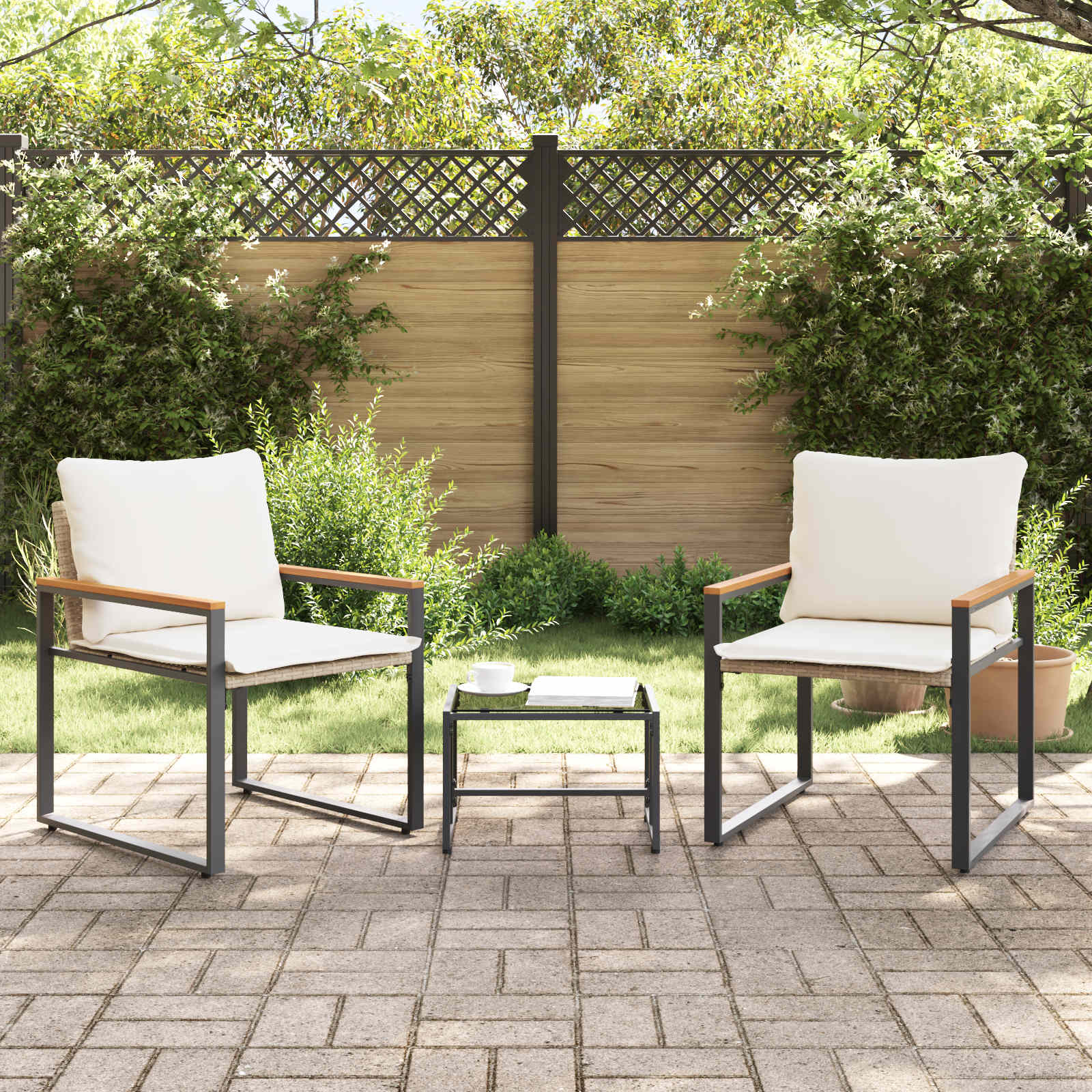 Ensembles de meubles 3 pcs Beige et blanc crème Rotin - XIOS