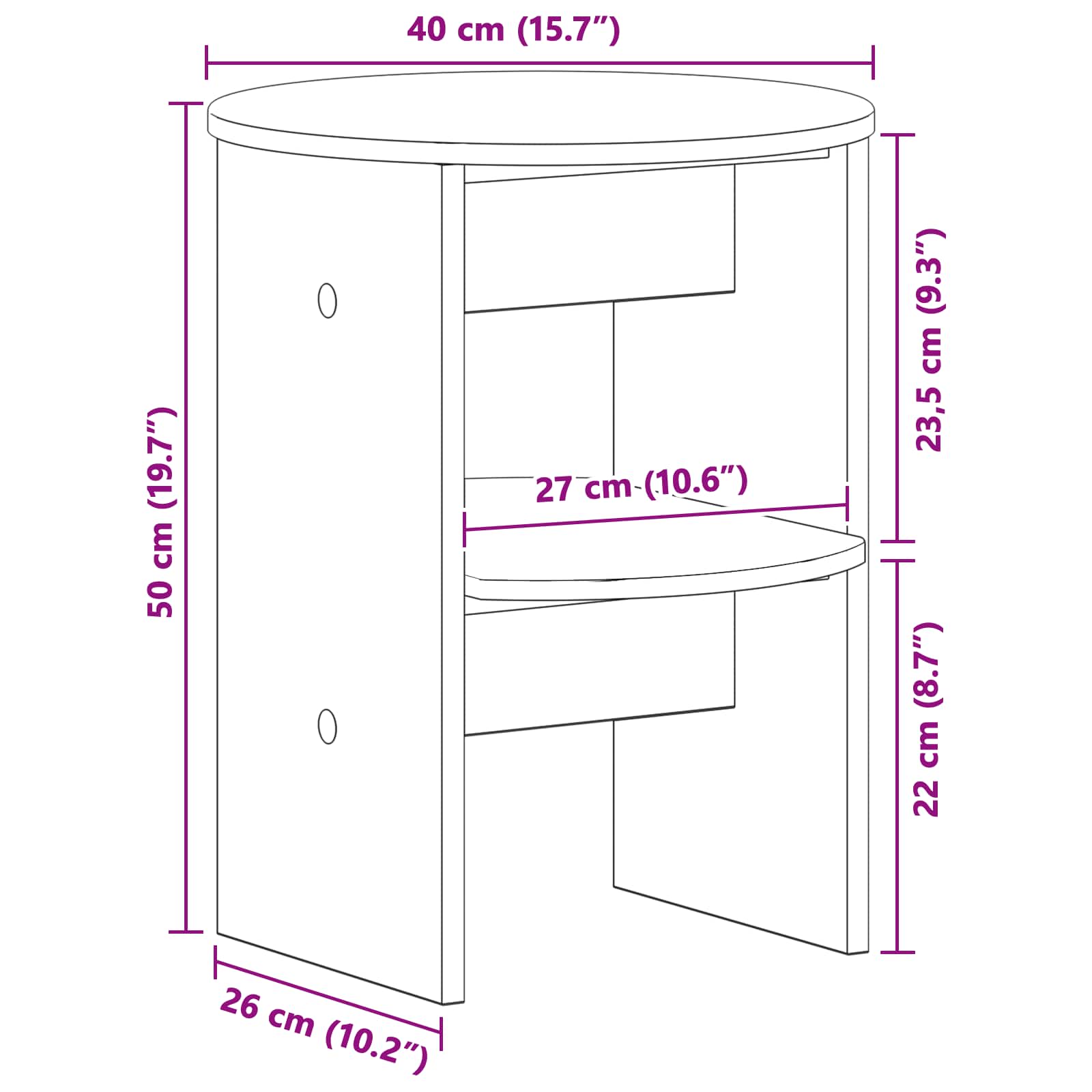 Meuble d'appoint 2 pcs Blanc Ø40 x 50 cm Bois d’ingénierie - XIOS