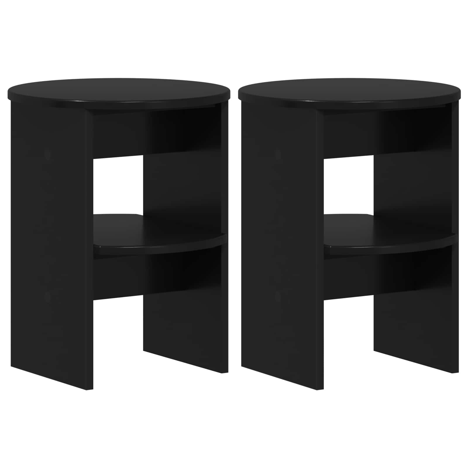 Meuble d'appoint 2 pcs Noir Ø40 x 50 cm Bois d’ingénierie - XIOS