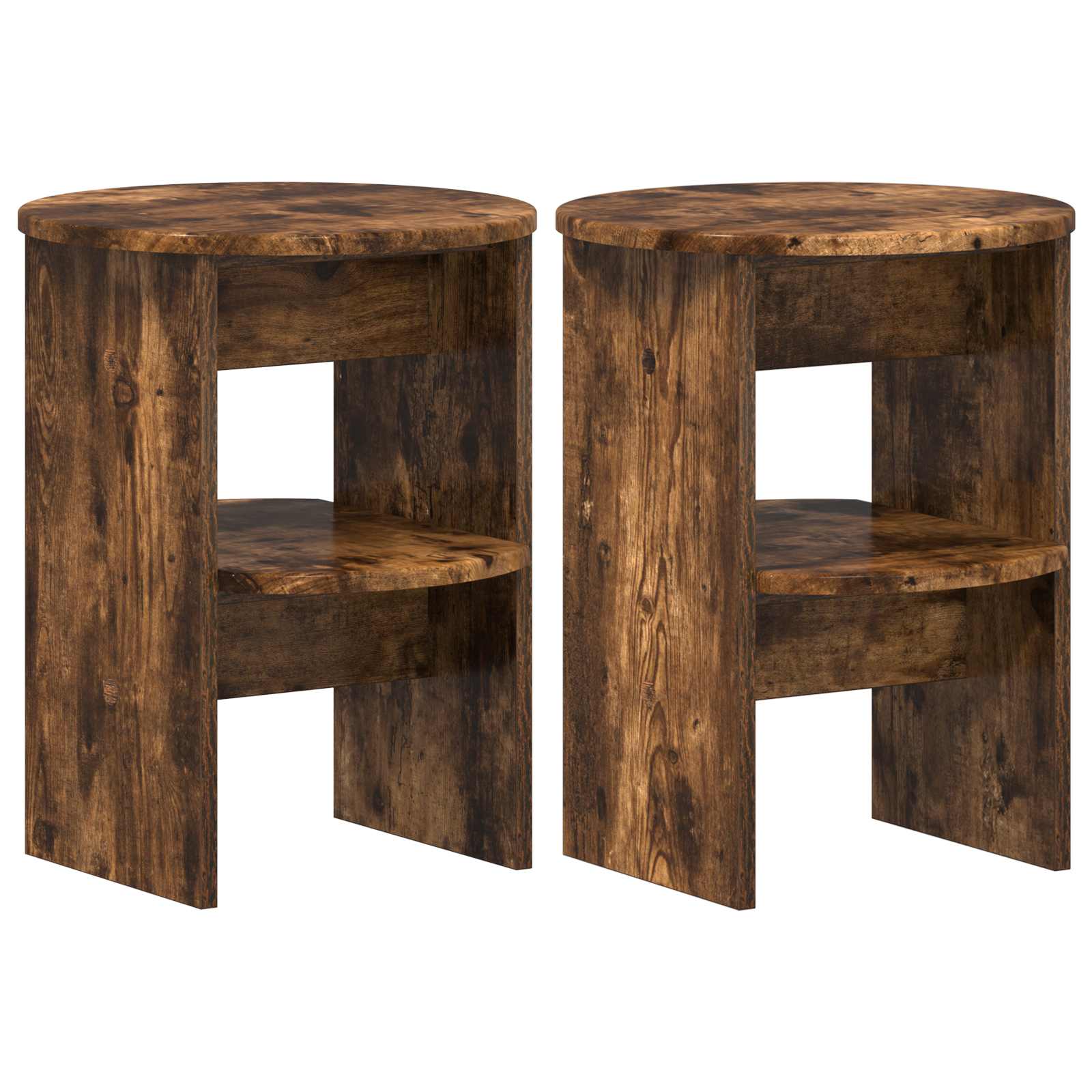 Meuble d'appoint 2 pcs Chêne Fumé Ø40 x 50 cm Bois d’ingénierie - XIOS