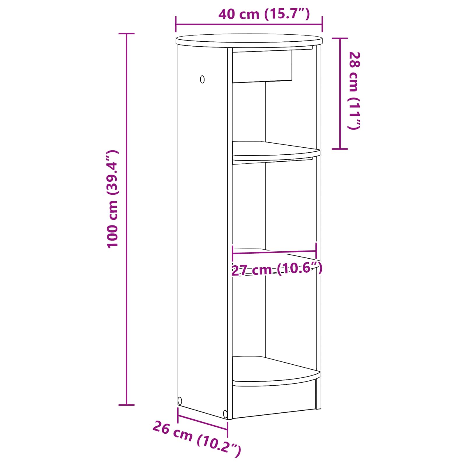 Meuble d'appoint Noir 40 x 40 x 100 cm Bois d’ingénierie - XIOS