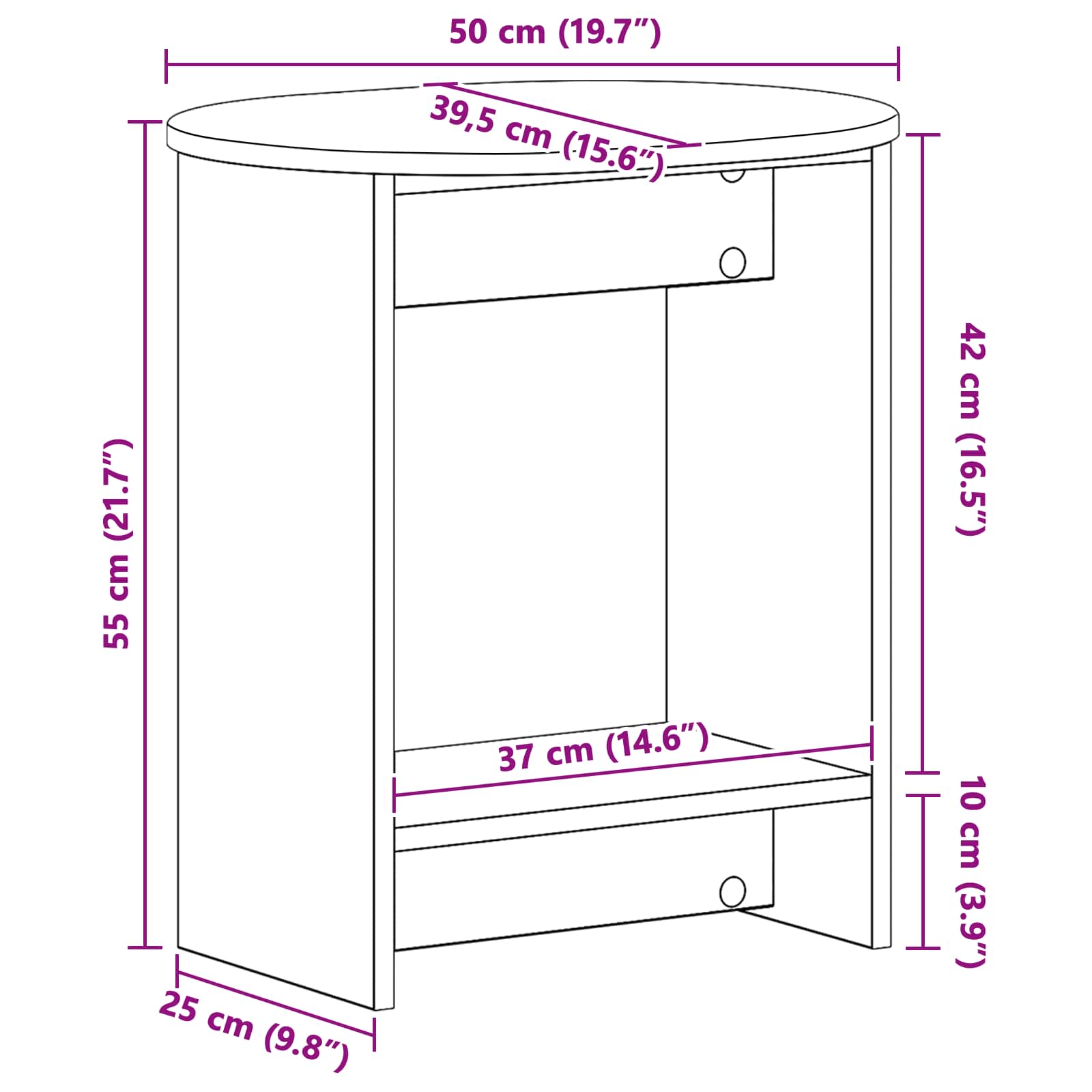 Table d'appoint Gris béton 50 x 39,5 x 55 cm Bois d'ingénierie - XIOS