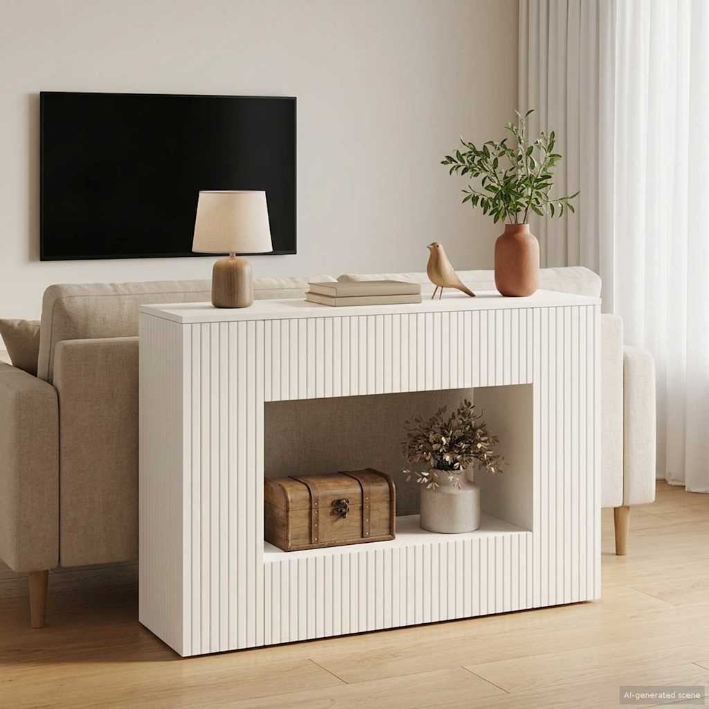 Table console Rayé Blanc 101 x 29 x 74 cm Bois d’ingénierie - XIOS