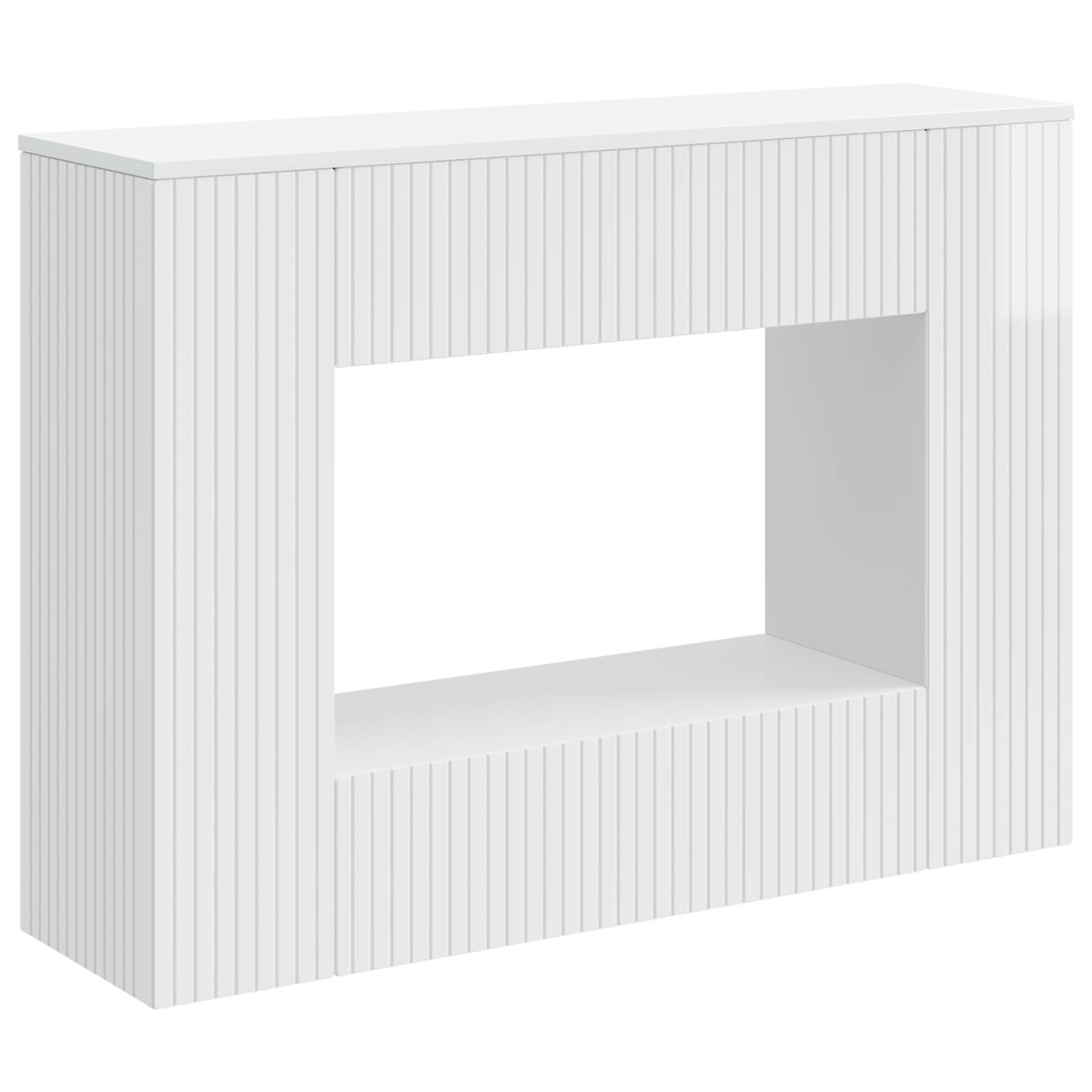 Table console Blanc Brillant 101 x 29 x 74 cm Bois d’ingénierie - XIOS