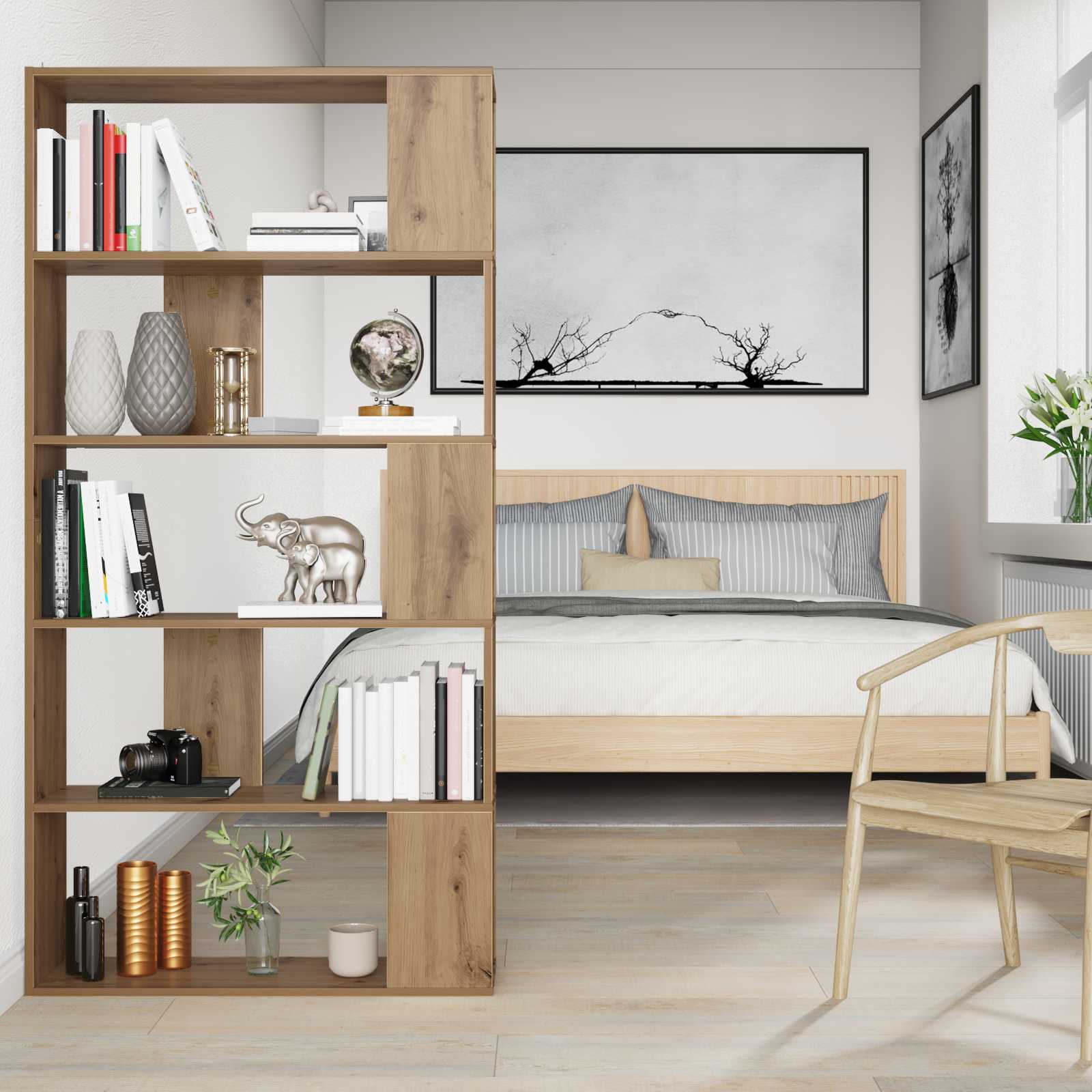 Bibliothèque 80 x 24 x 159 cm Bois d'ingénierie Chêne artisanal - XIOS