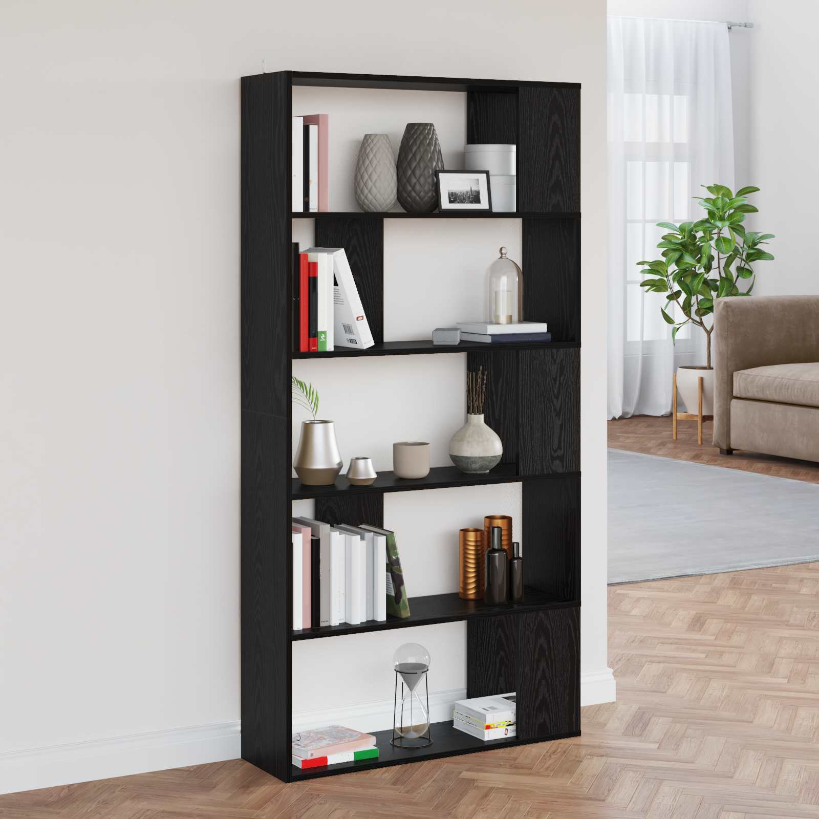 Bibliothèque Chêne noir 80 x 24 x 159 cm Bois d'ingénierie - XIOS