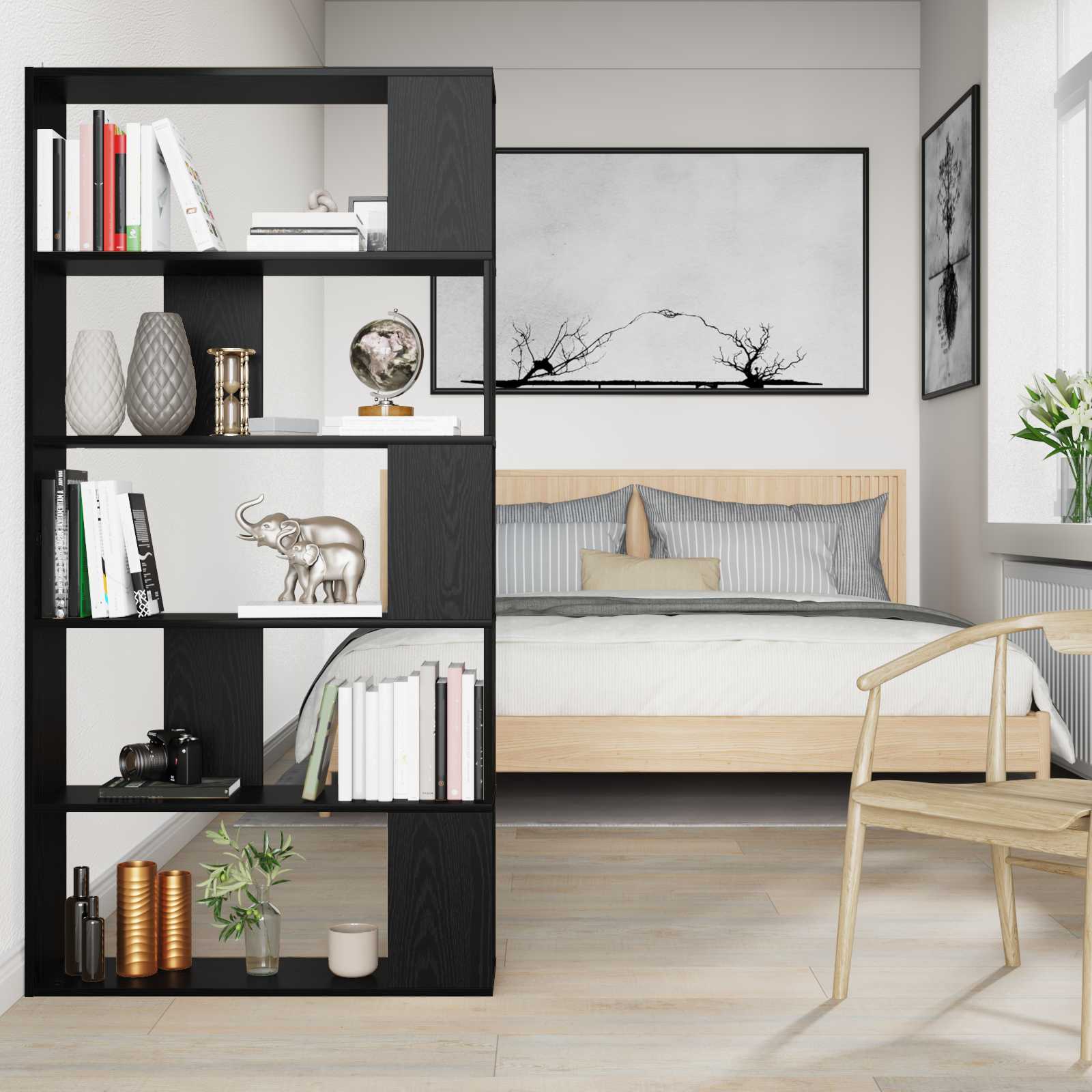 Bibliothèque Chêne noir 80 x 24 x 159 cm Bois d'ingénierie - XIOS