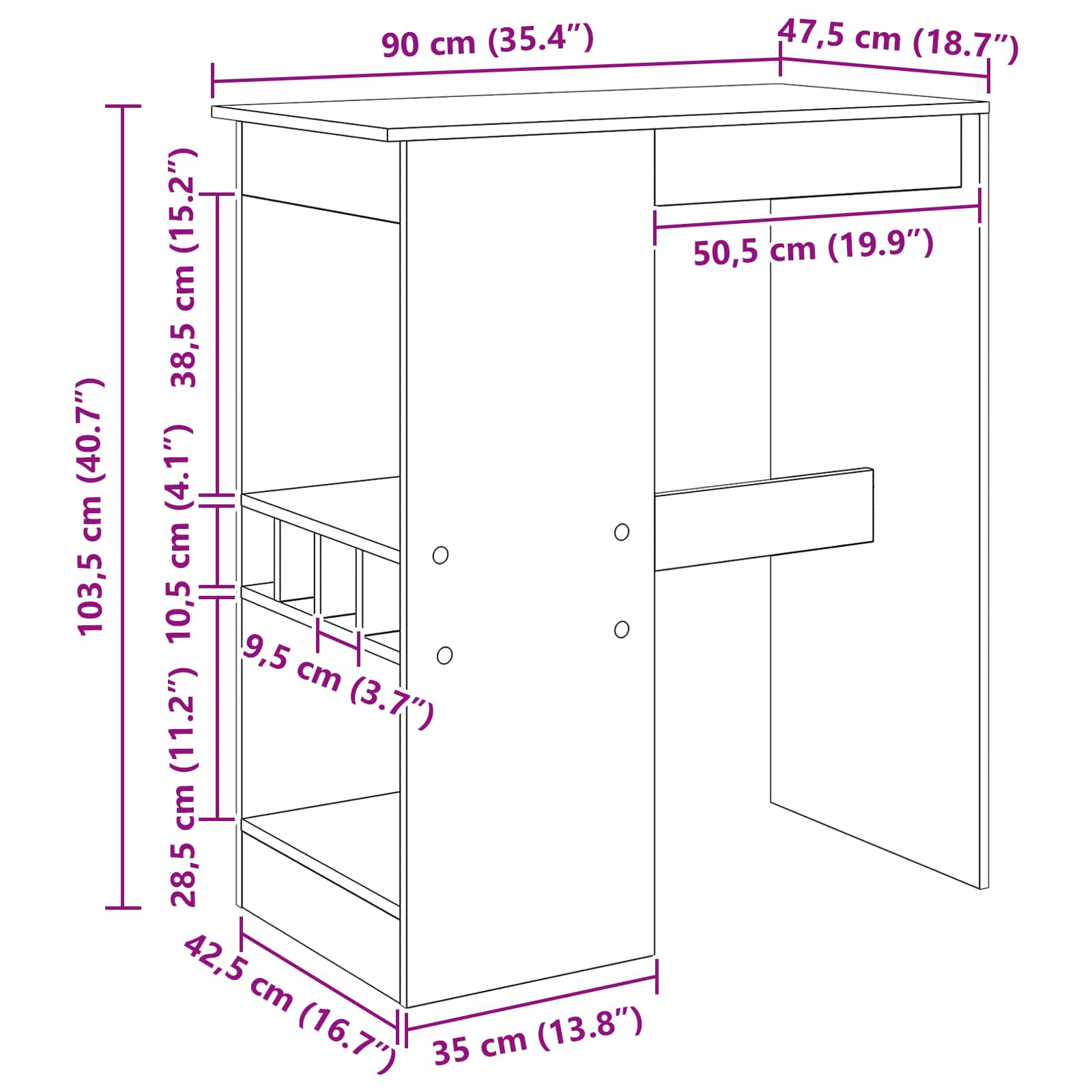 Table de bar Chêne noir 90 x 47.5 x 103.5 cm Bois d'ingénierie - XIOS