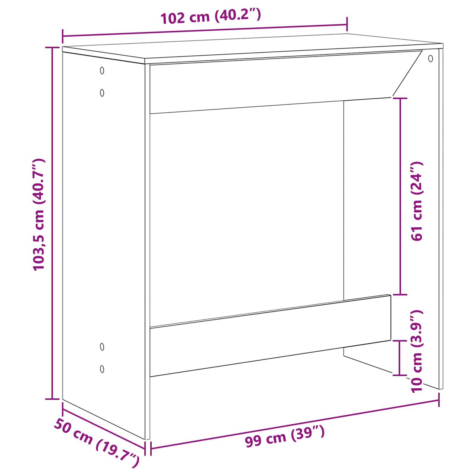 Table de bar Chêne noir 102 x 50 x 103,5 cm Bois d'ingénierie - XIOS