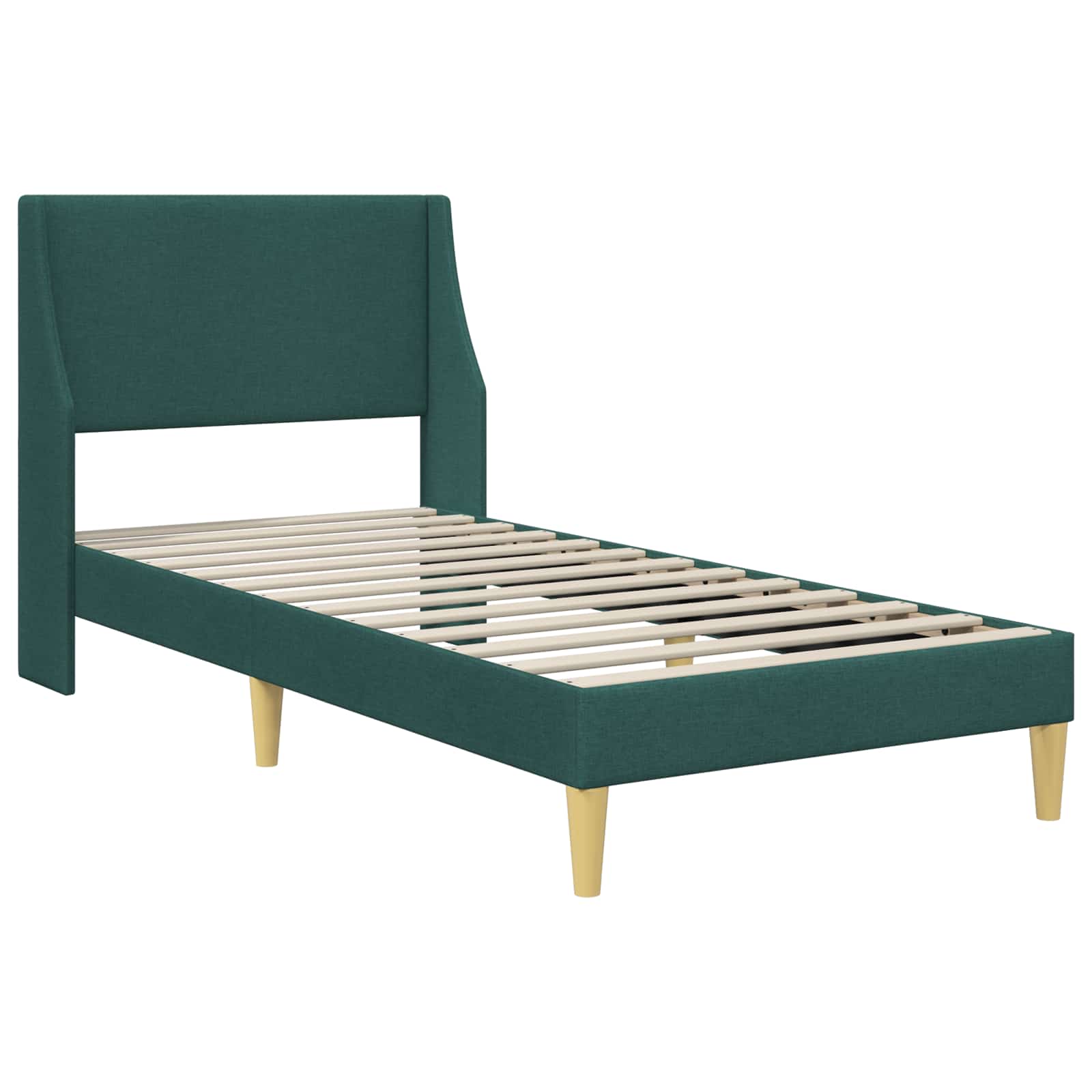 Cadre de lit avec tête de lit Vert foncé 100 x 200 cm tissu - XIOS