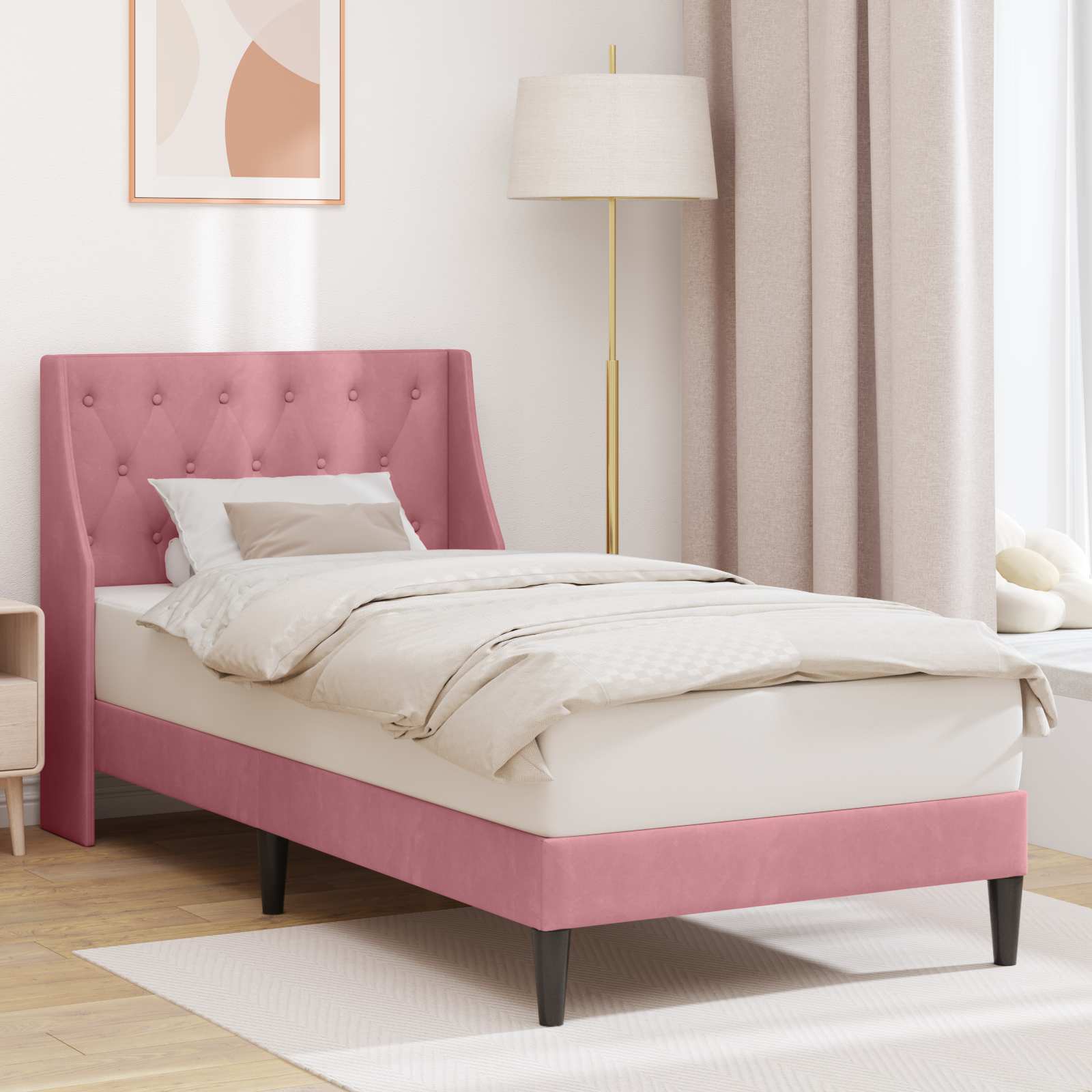 Cadre de lit avec tête de lit Rose 80 x 200 cm Velours - XIOS