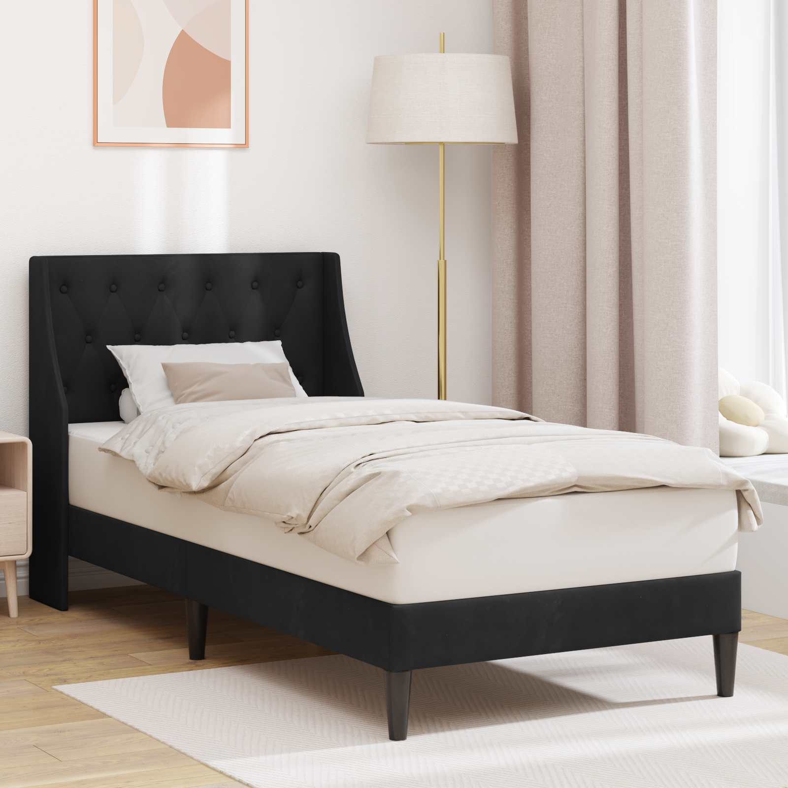 Cadre de lit avec tête de lit Noir 80 x 200 cm Velours - XIOS