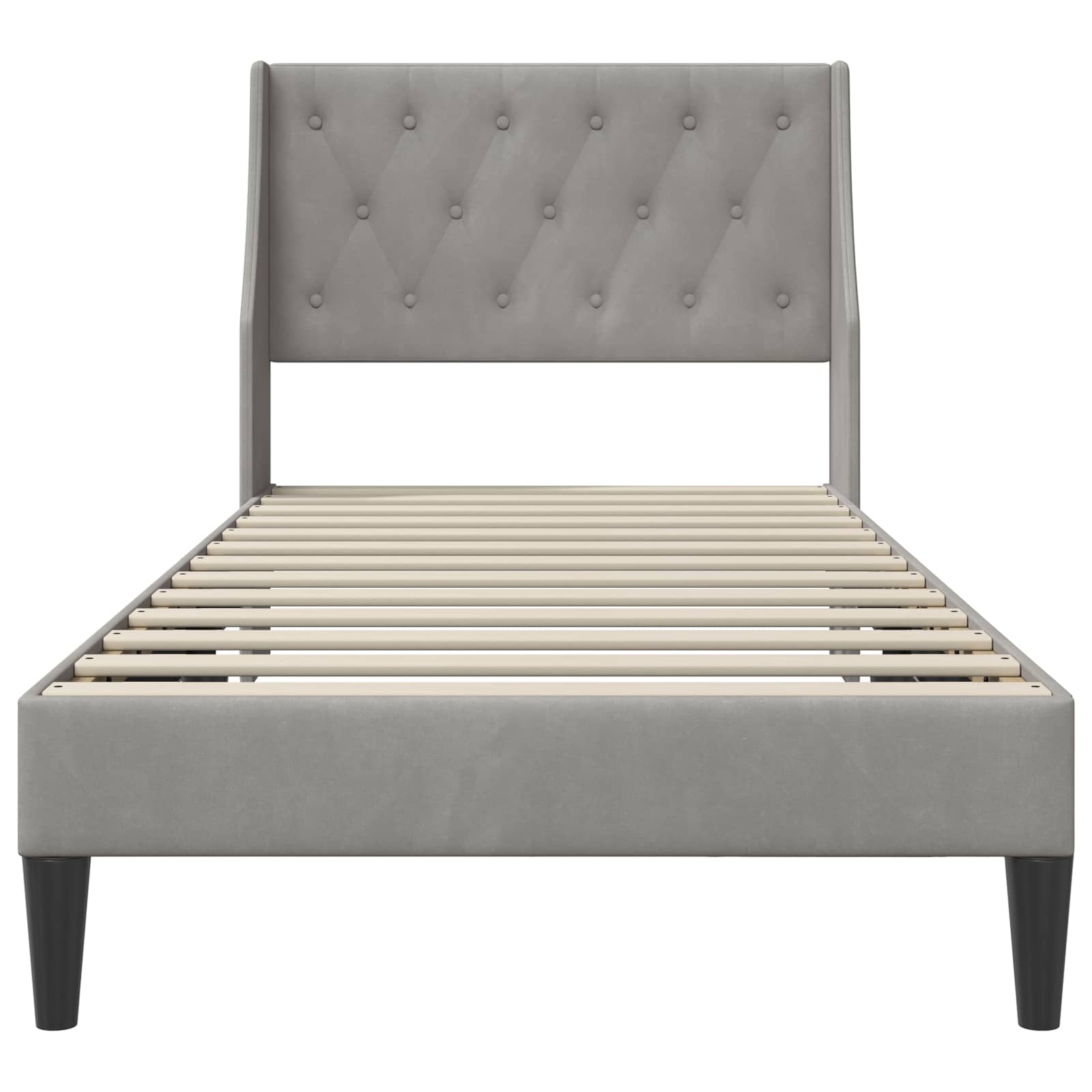Cadre de lit avec tête de lit Gris clair 90 x 190 cm Velours - XIOS