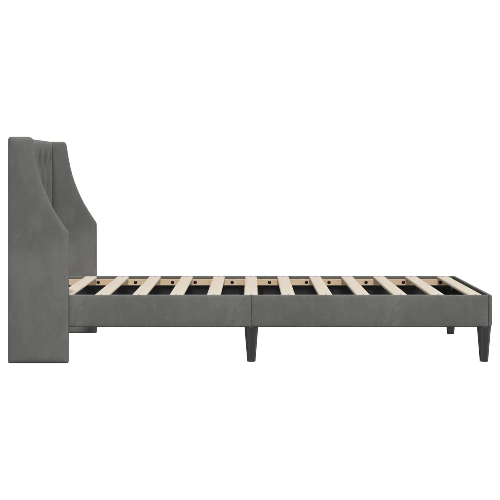 Cadre de lit avec tête de lit Gris foncé 90 x 190 cm Velours - XIOS