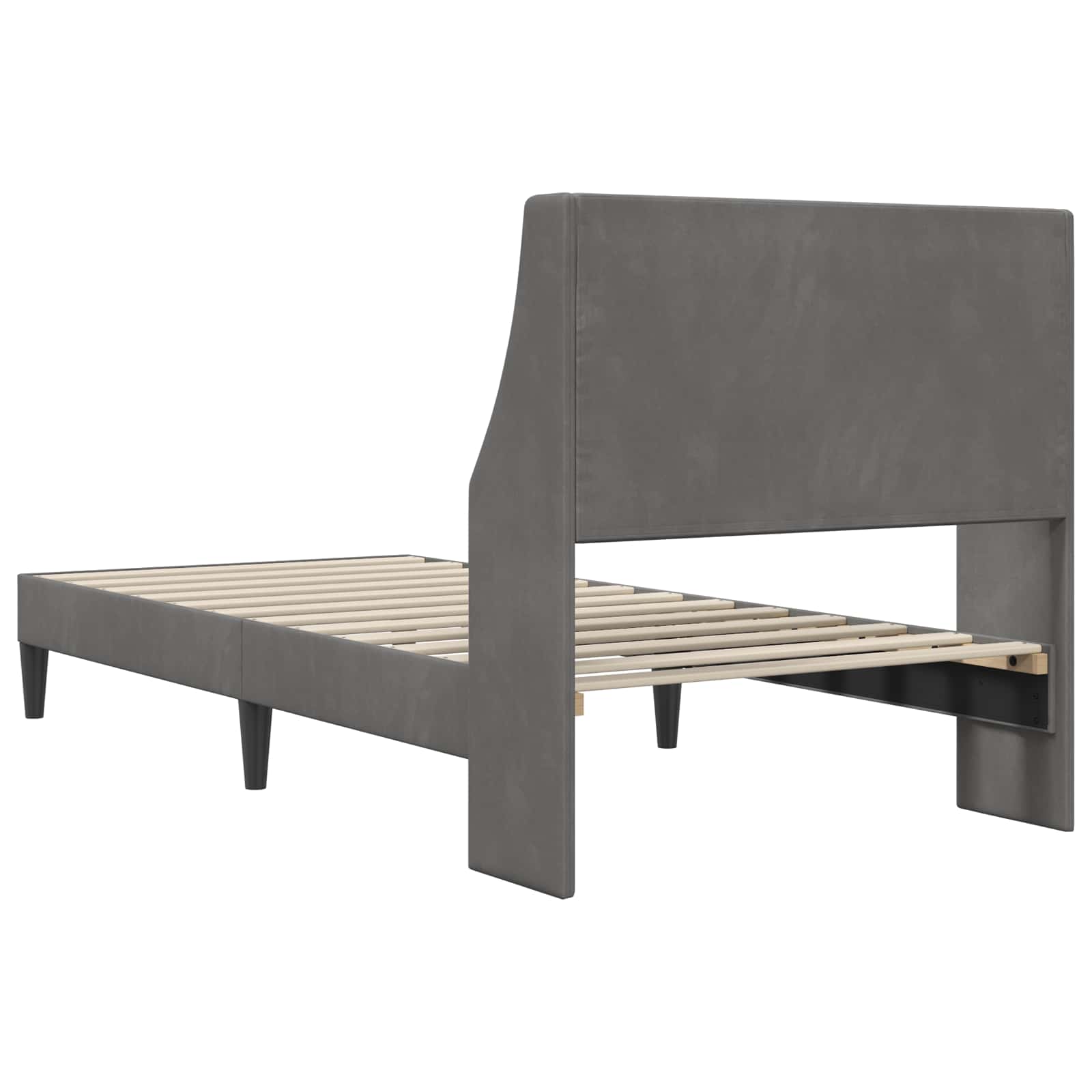 Cadre de lit avec tête de lit Gris foncé 90 x 200 cm Velours - XIOS