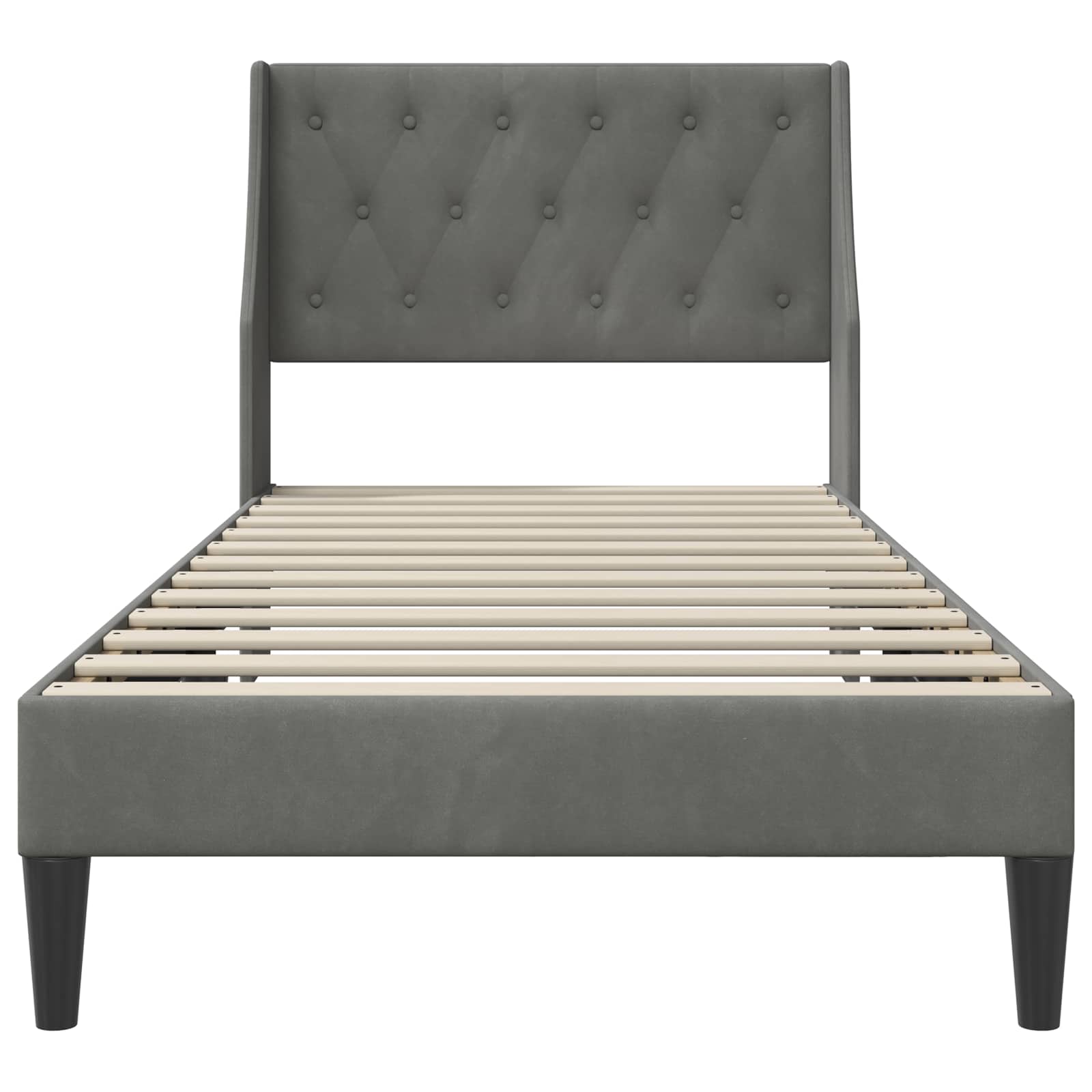 Cadre de lit avec tête de lit Gris foncé 90 x 200 cm Velours - XIOS