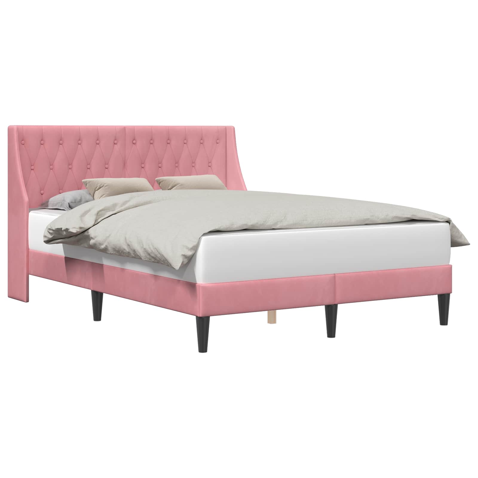 Cadre de lit avec tête de lit Rose 140 x 190 cm Velours - XIOS