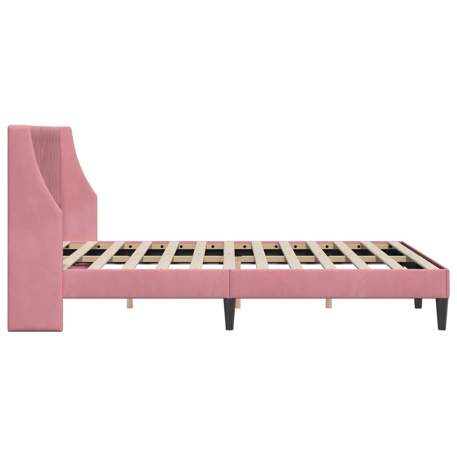 Cadre de lit avec tête de lit Rose 140 x 190 cm Velours - XIOS