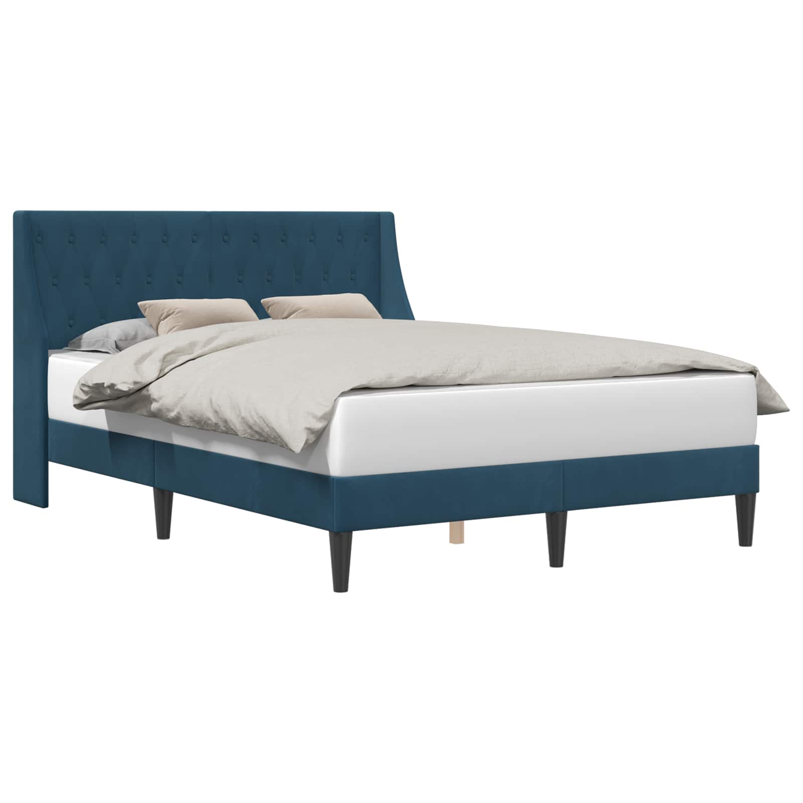 Cadre de lit avec tête de lit Bleu 140 x 190 cm Velours - XIOS