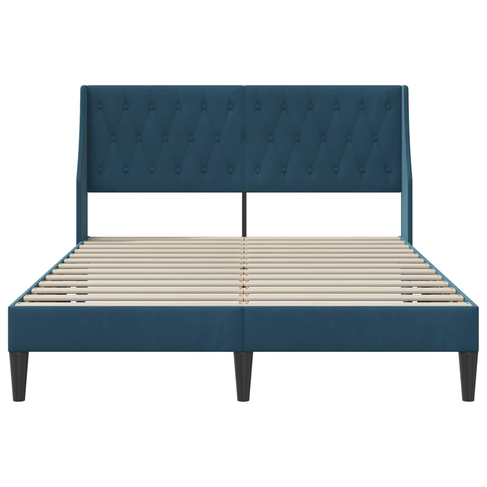 Cadre de lit avec tête de lit Bleu 140 x 190 cm Velours - XIOS