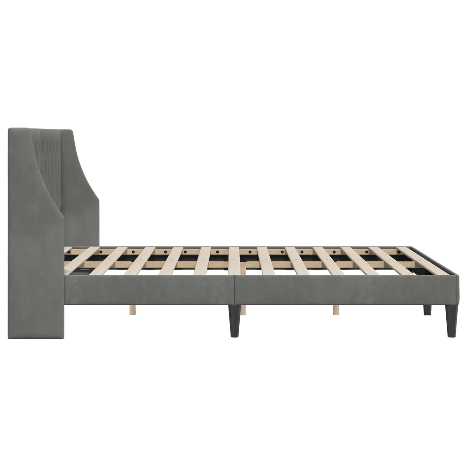 Cadre de lit avec tête de lit Gris foncé 140 x 200 cm Velours - XIOS