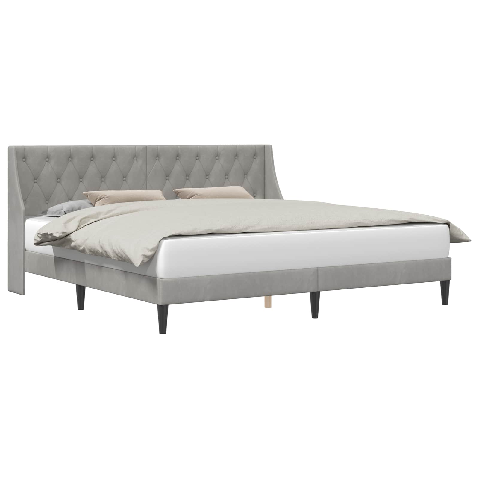Cadre de lit avec tête de lit Gris clair 180 x 200 cm Velours - XIOS