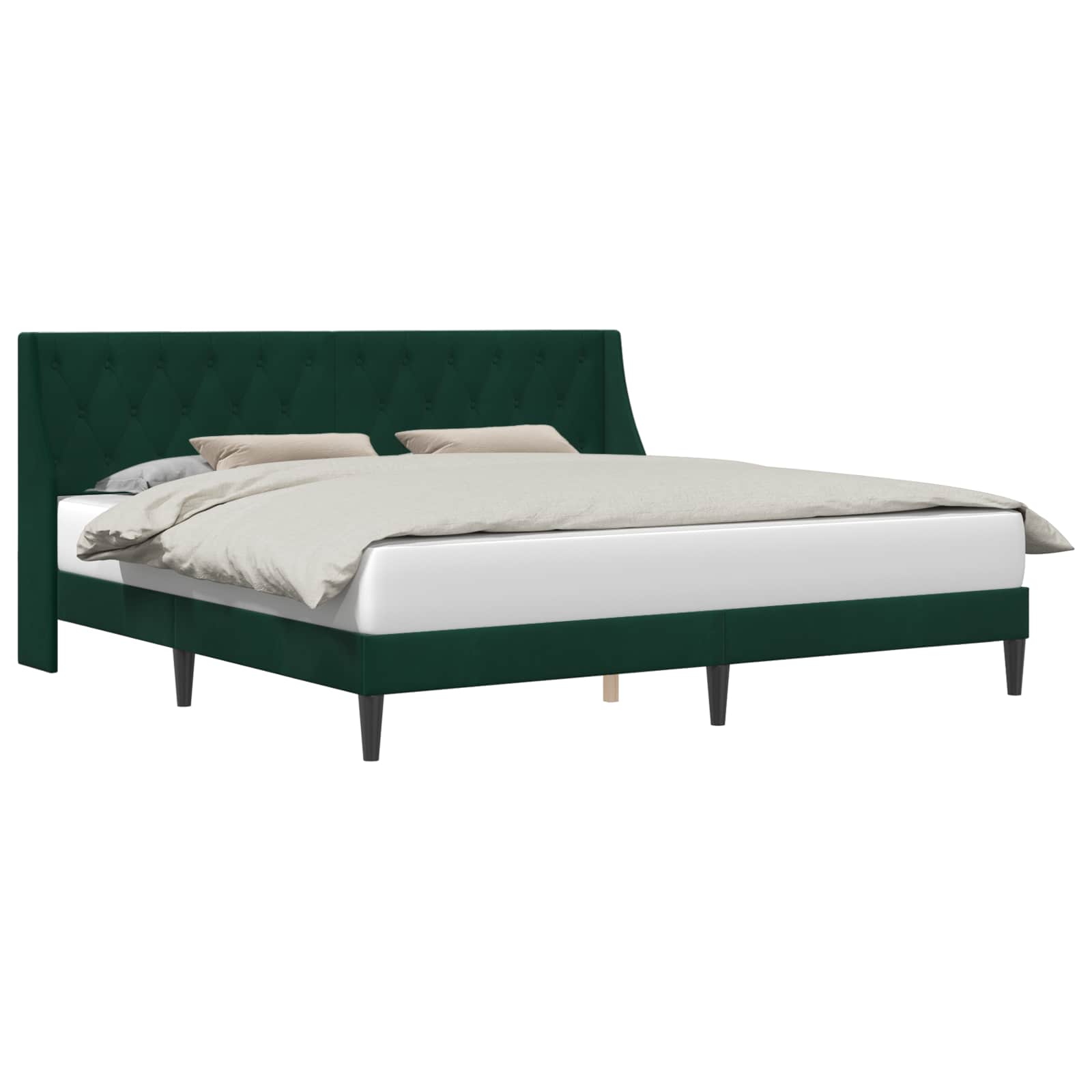 Cadre de lit avec tête de lit Vert foncé 200 x 200 cm Velours - XIOS