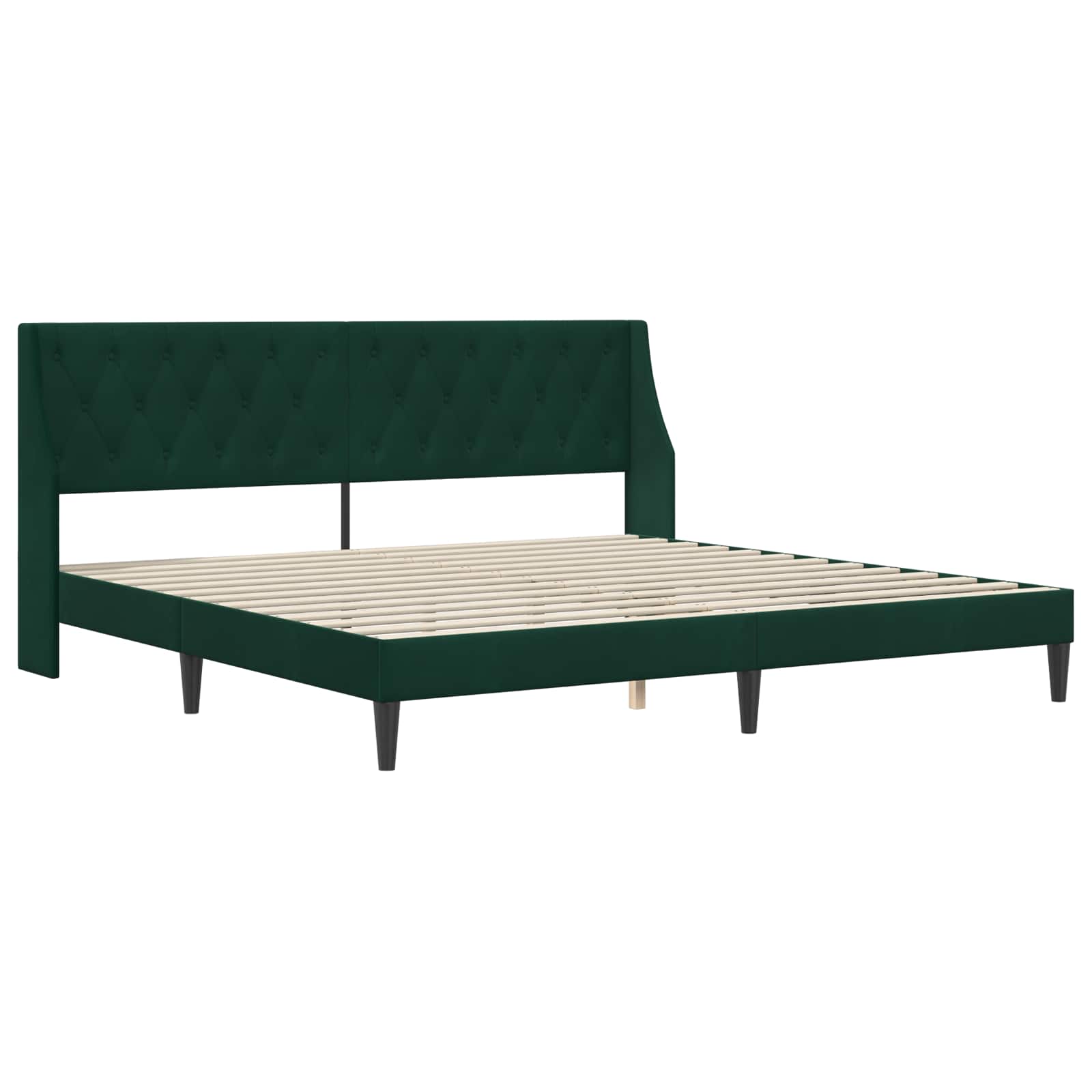 Cadre de lit avec tête de lit Vert foncé 200 x 200 cm Velours - XIOS