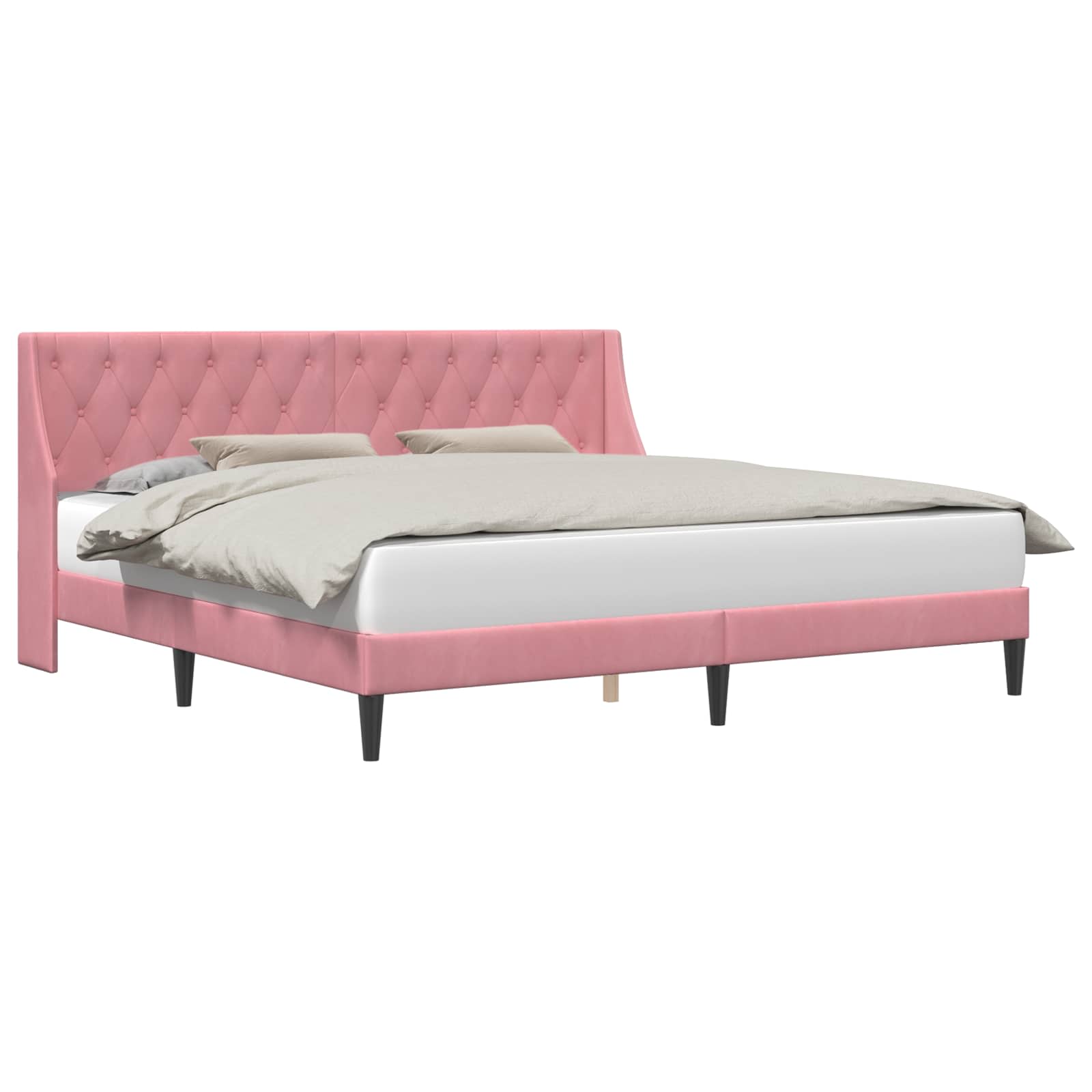 Cadre de lit avec tête de lit Rose 200 x 200 cm Velours - XIOS