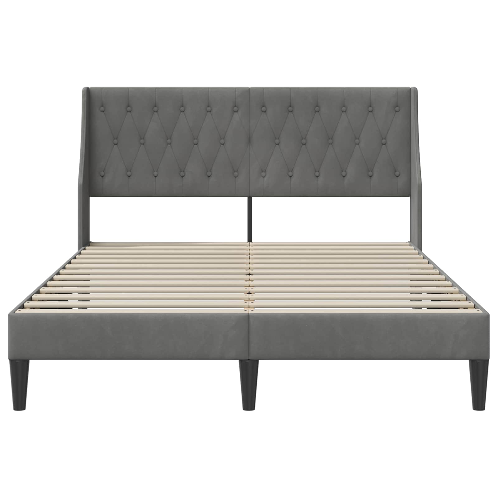 Cadre de lit avec tête de lit Gris foncé 137 x 190 cm Velours - XIOS