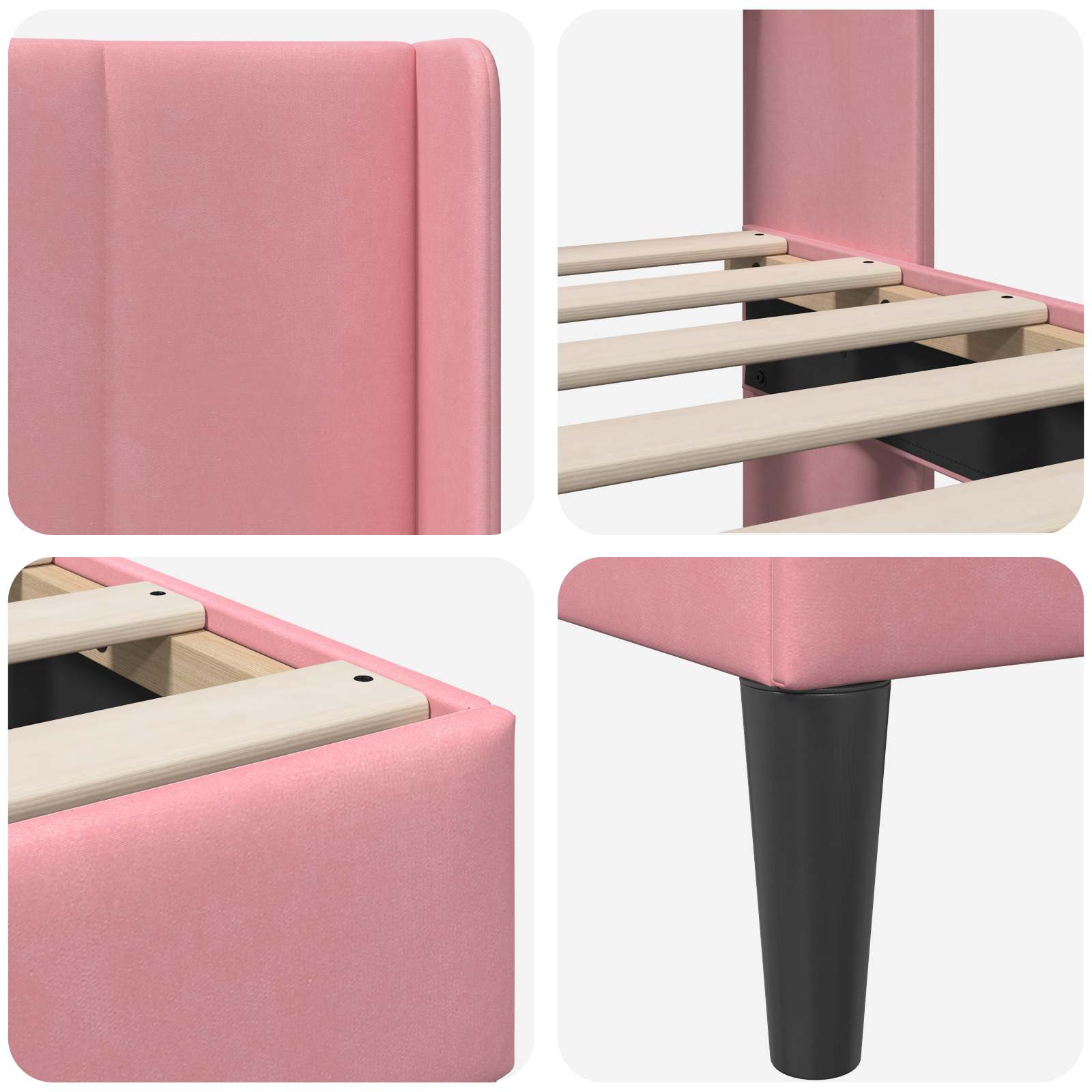 Cadre de lit avec tête de lit Rose 80 x 200 cm Velours - XIOS