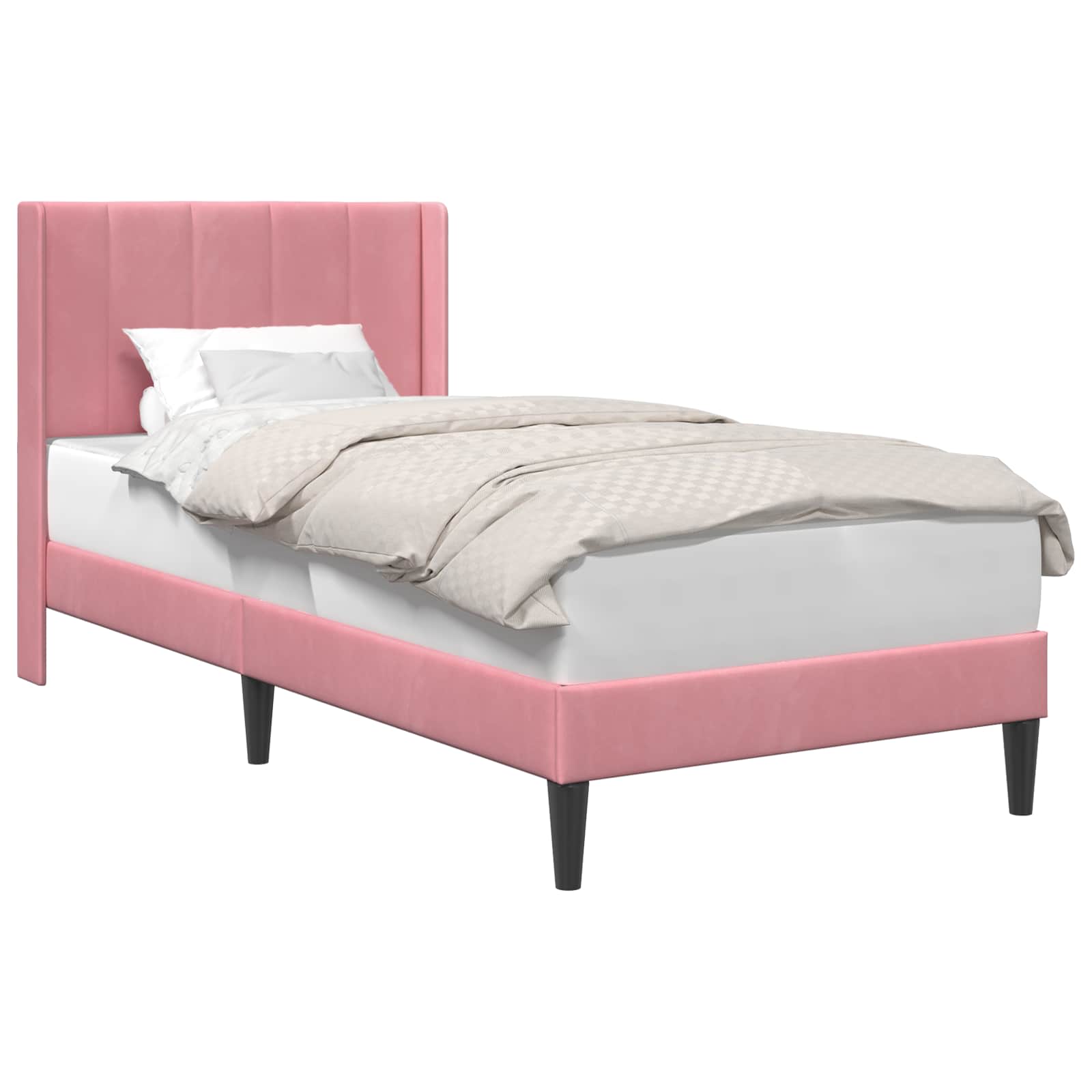 Cadre de lit avec tête de lit Rose 80 x 200 cm Velours - XIOS